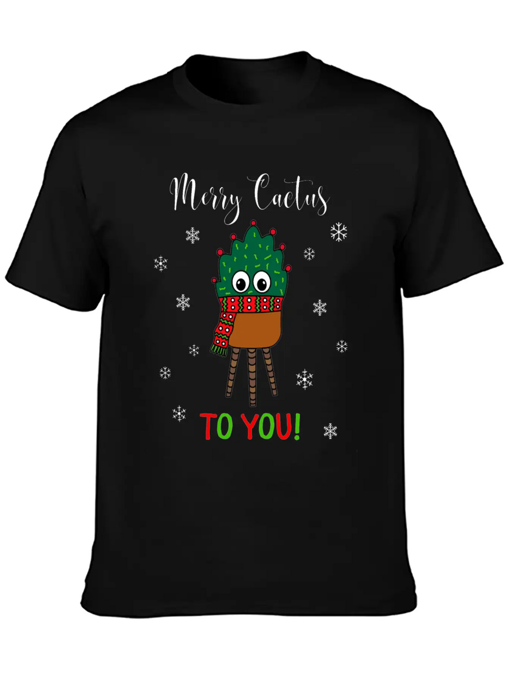 Merry Cactus To You - Christmas Cactus With Scarf Unisex Casual T-Shirt – Clean Design For Daily Comfort