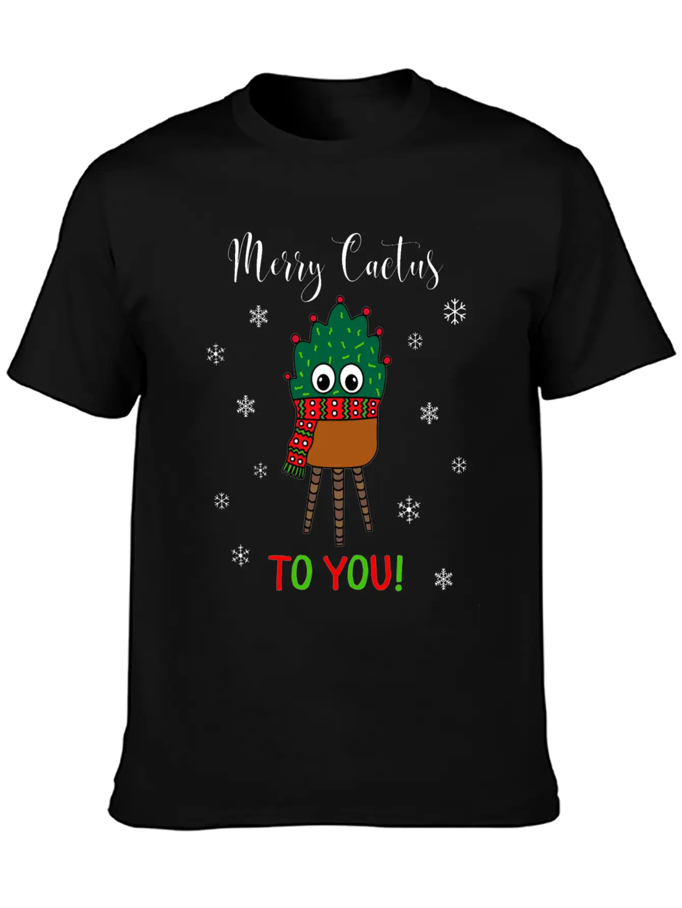 Merry Cactus To You - Christmas Cactus With Scarf Unisex Casual T-Shirt – Clean Design For Daily Comfort