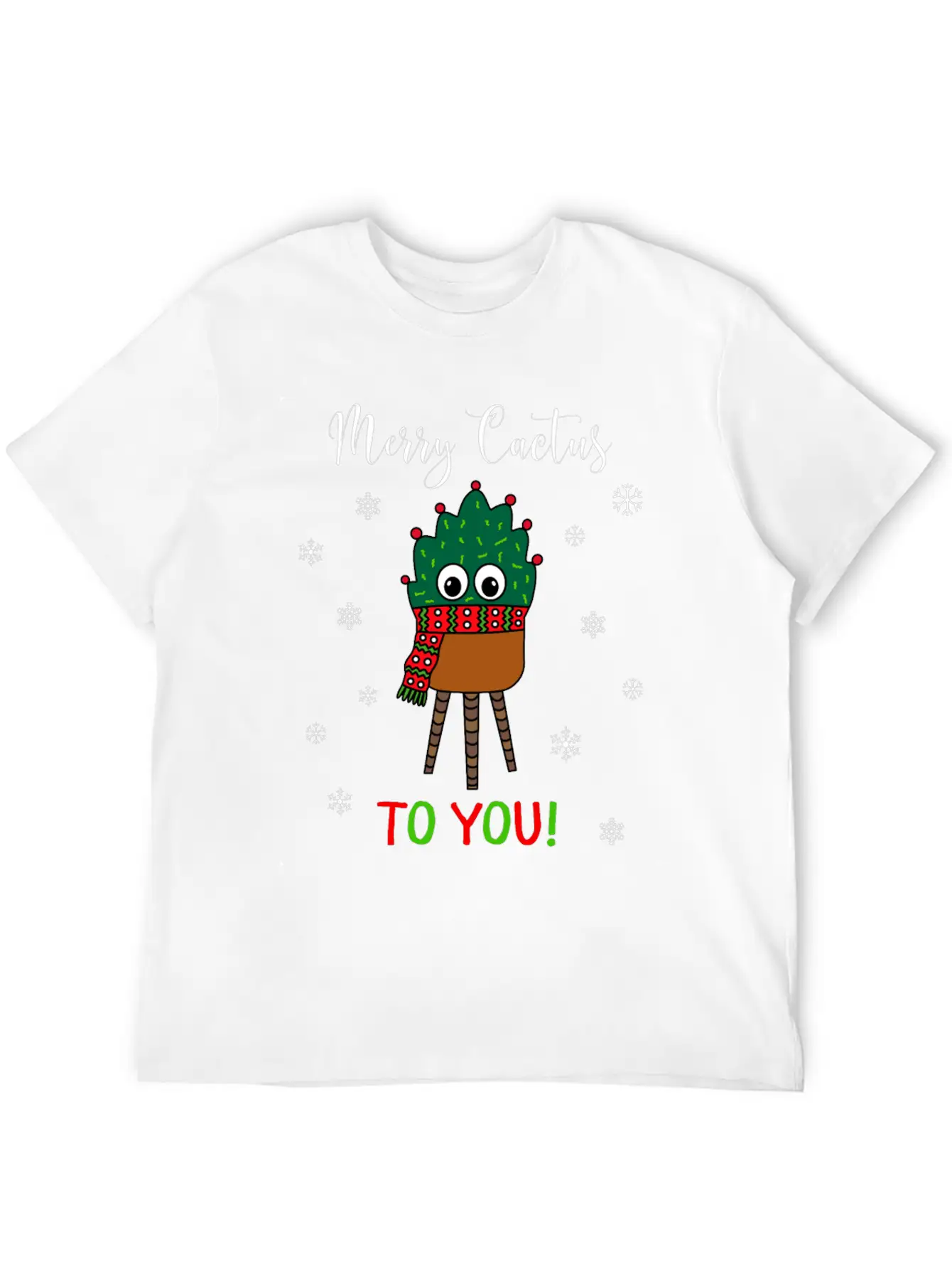 Merry Cactus To You - Christmas Cactus With Scarf Unisex Casual T-Shirt – Clean Design For Daily Comfort