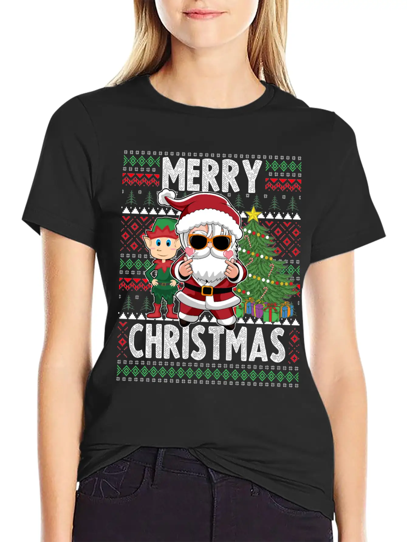 Merry Christmas K Pop Christmas Unisex Short Sleeve Soft Cotton T-Shirt – Casual Everyday Wear