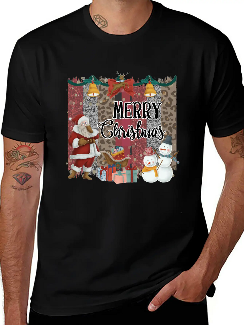 Merry Christmas Quote Santa Claus Snowmen Breathable Soft Cotton T-Shirt – Timeless Casual Look