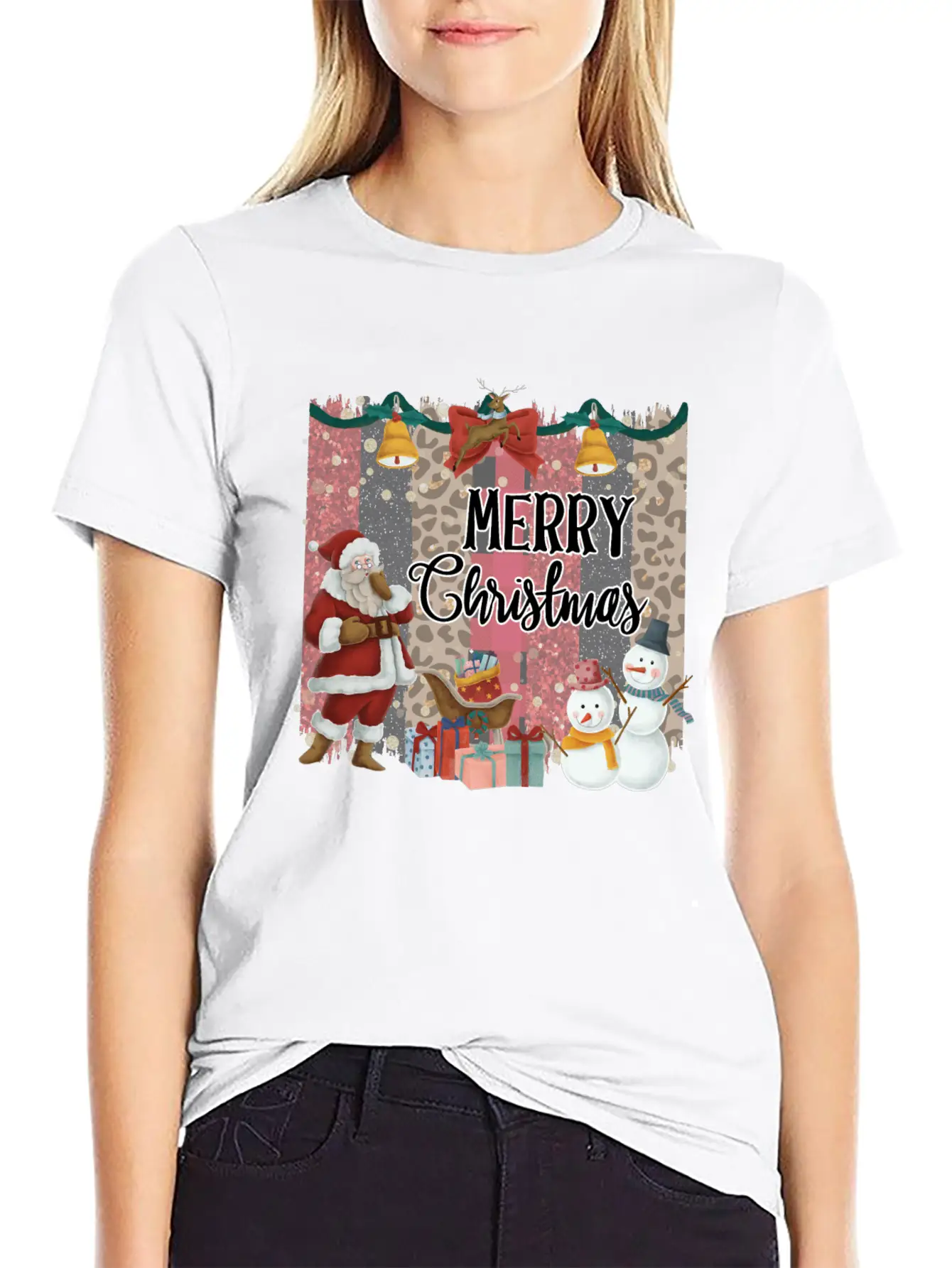 Merry Christmas Quote Santa Claus Snowmen Breathable Soft Cotton T-Shirt – Timeless Casual Look