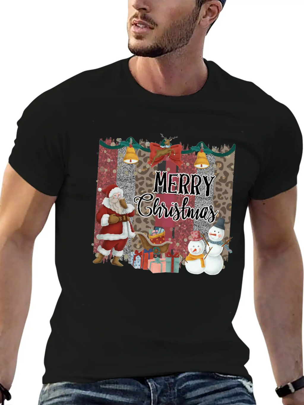 Merry Christmas Quote Santa Claus Snowmen Breathable Soft Cotton T-Shirt – Timeless Casual Look