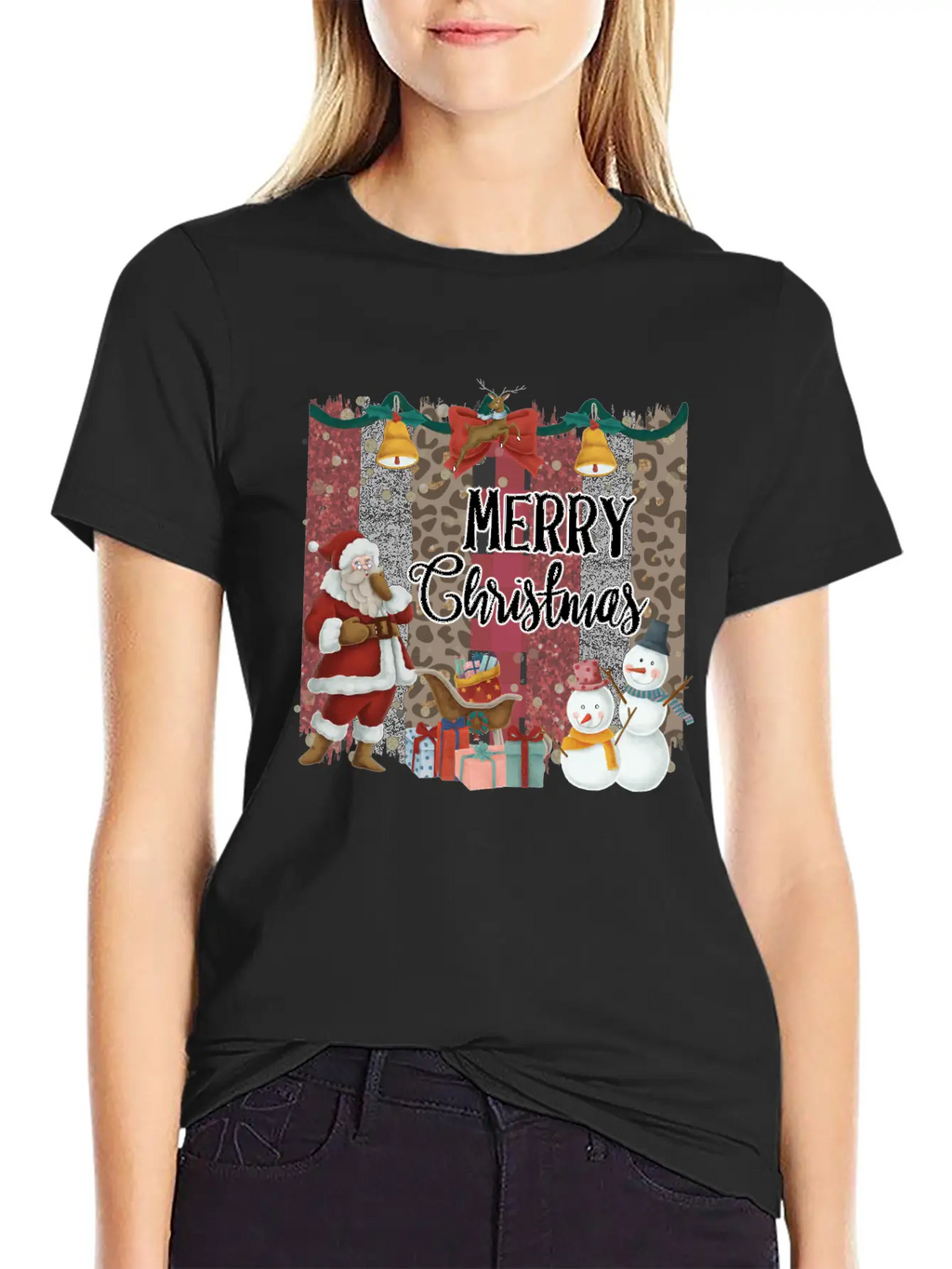 Merry Christmas Quote Santa Claus Snowmen Breathable Soft Cotton T-Shirt – Timeless Casual Look