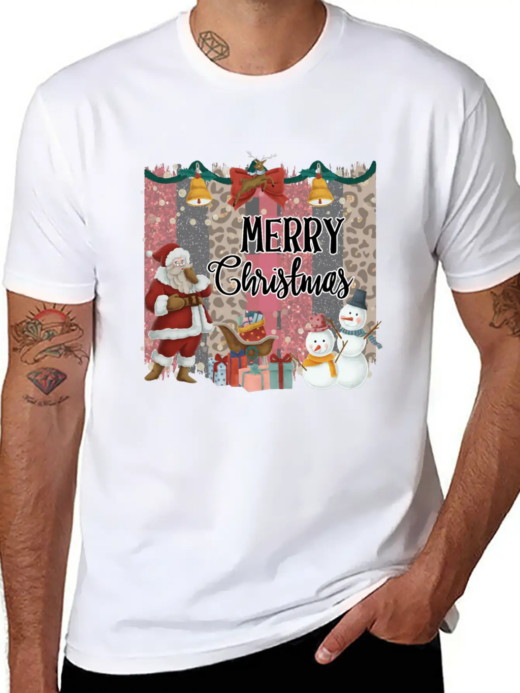 Merry Christmas Quote Santa Claus Snowmen Breathable Soft Cotton T-Shirt – Timeless Casual Look