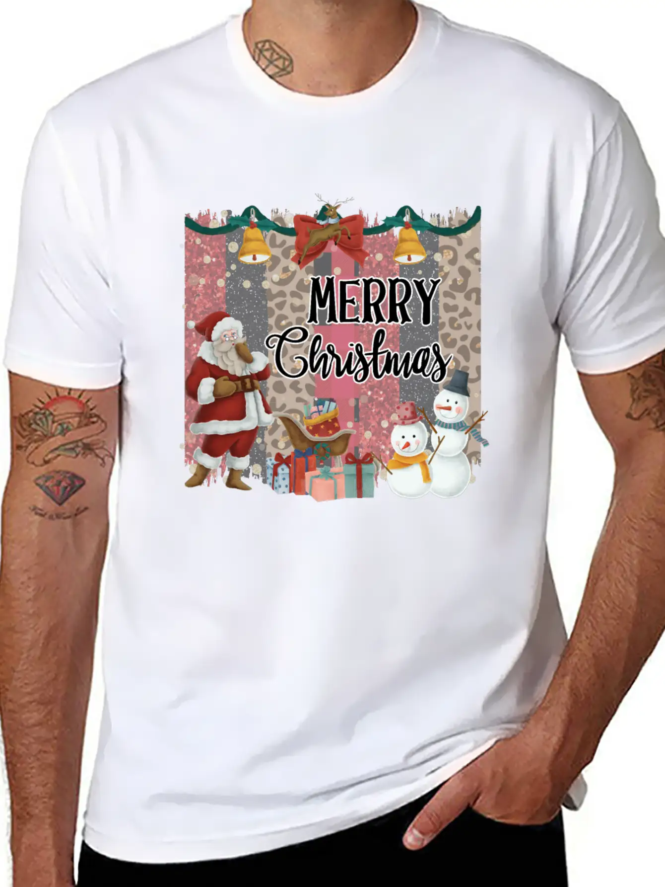 Merry Christmas Quote Santa Claus Snowmen Breathable Soft Cotton T-Shirt – Timeless Casual Look