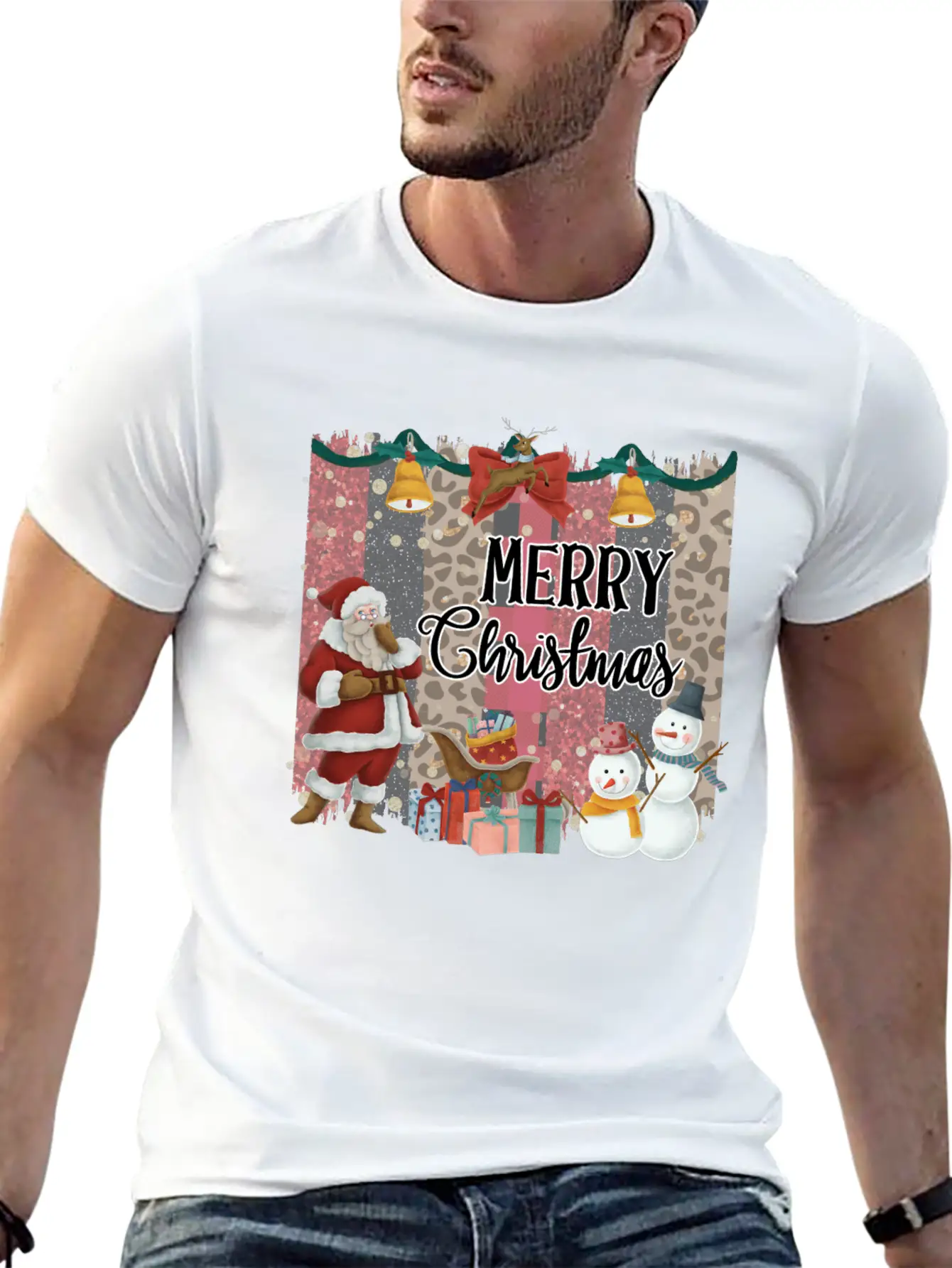 Merry Christmas Quote Santa Claus Snowmen Breathable Soft Cotton T-Shirt – Timeless Casual Look