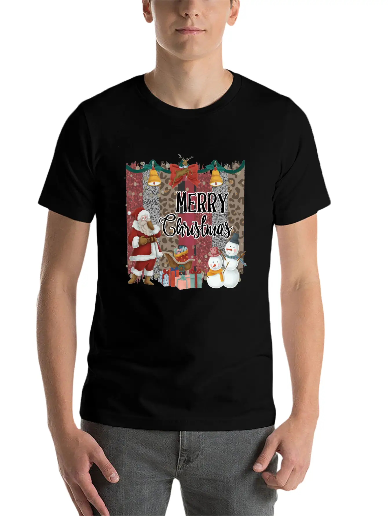 Merry Christmas Quote Santa Claus Snowmen Breathable Soft Cotton T-Shirt – Timeless Casual Look