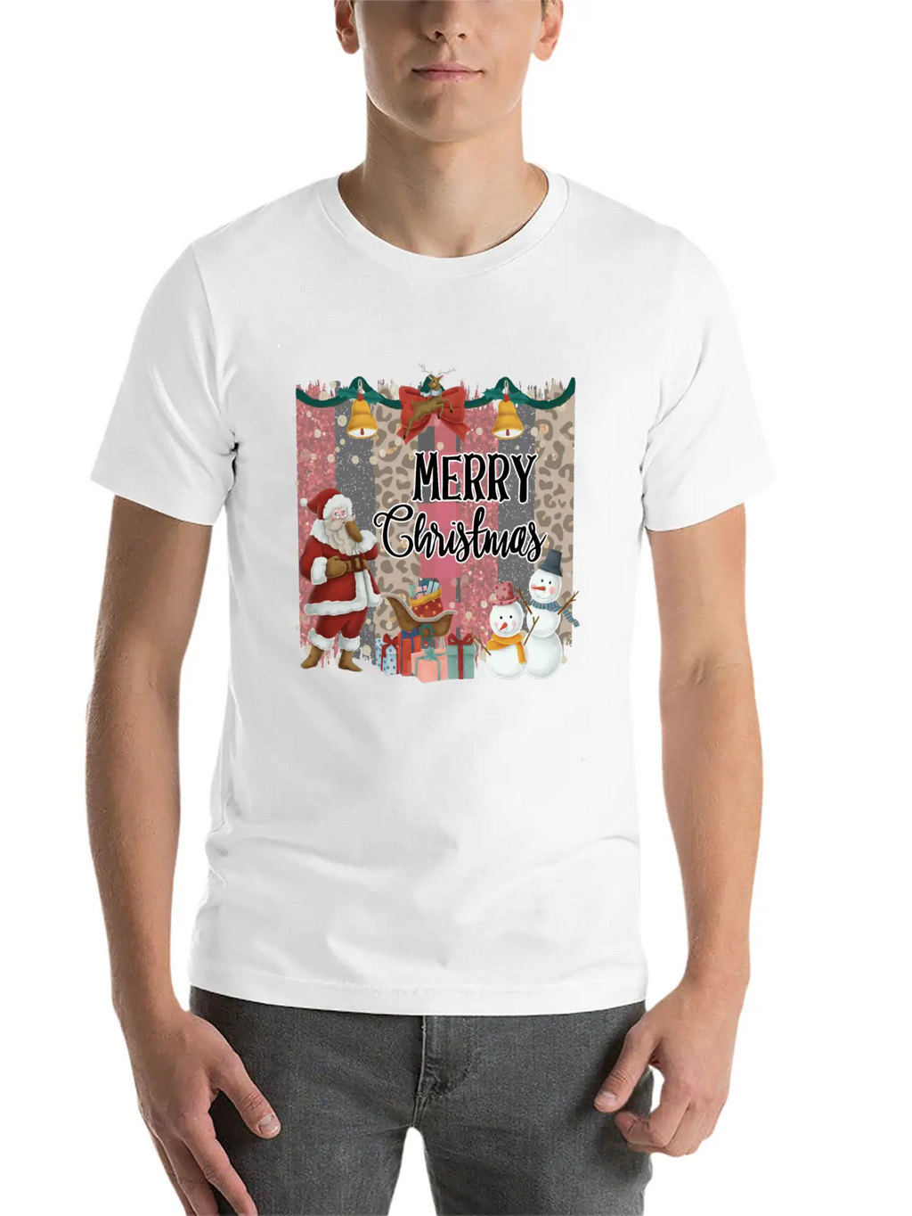 Merry Christmas Quote Santa Claus Snowmen Breathable Soft Cotton T-Shirt – Timeless Casual Look