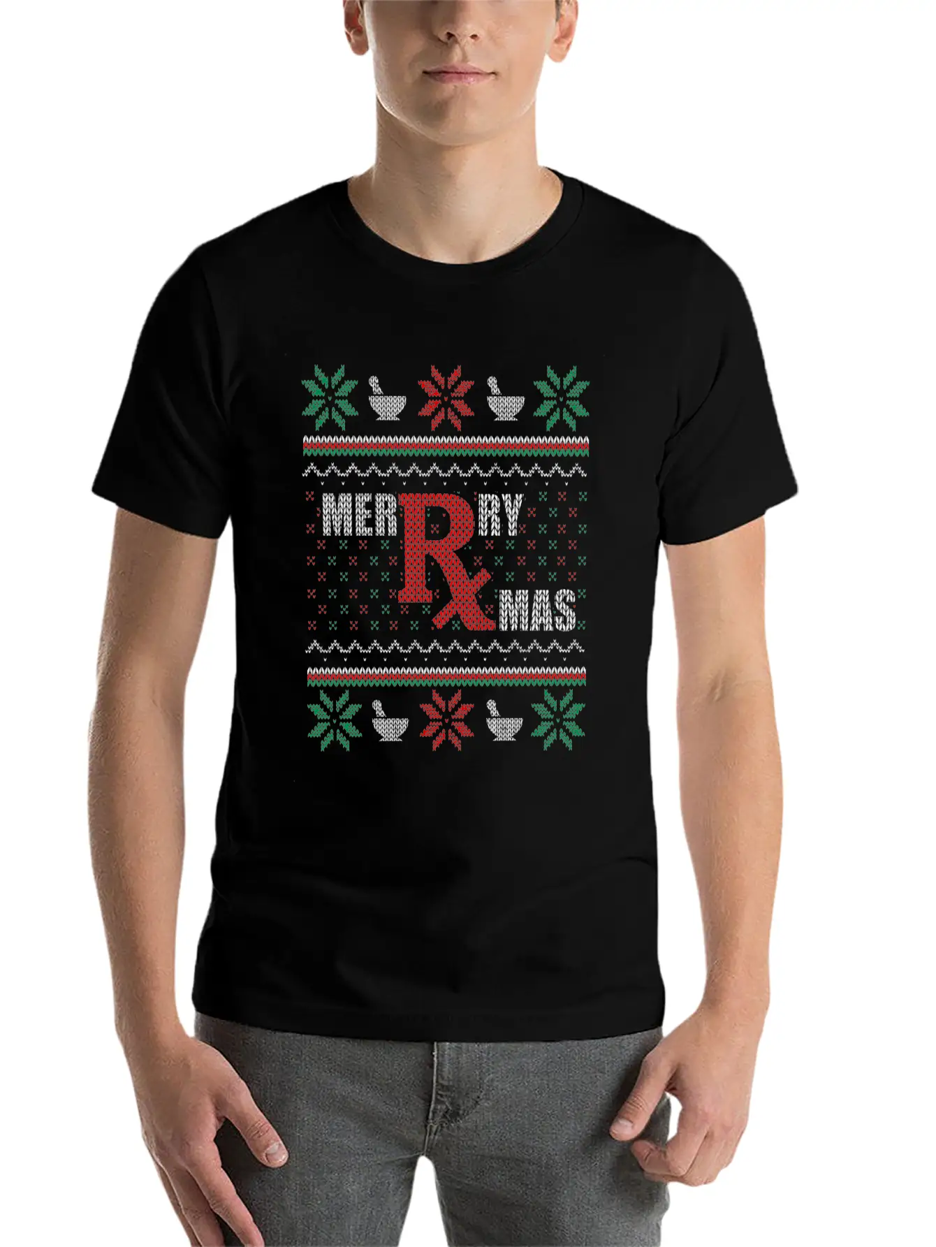 Merry Xmas Pharmacist Ugly Christmas Sweater Pharm Stylish Everyday T-Shirt – Unisex Basic Cotton Tee