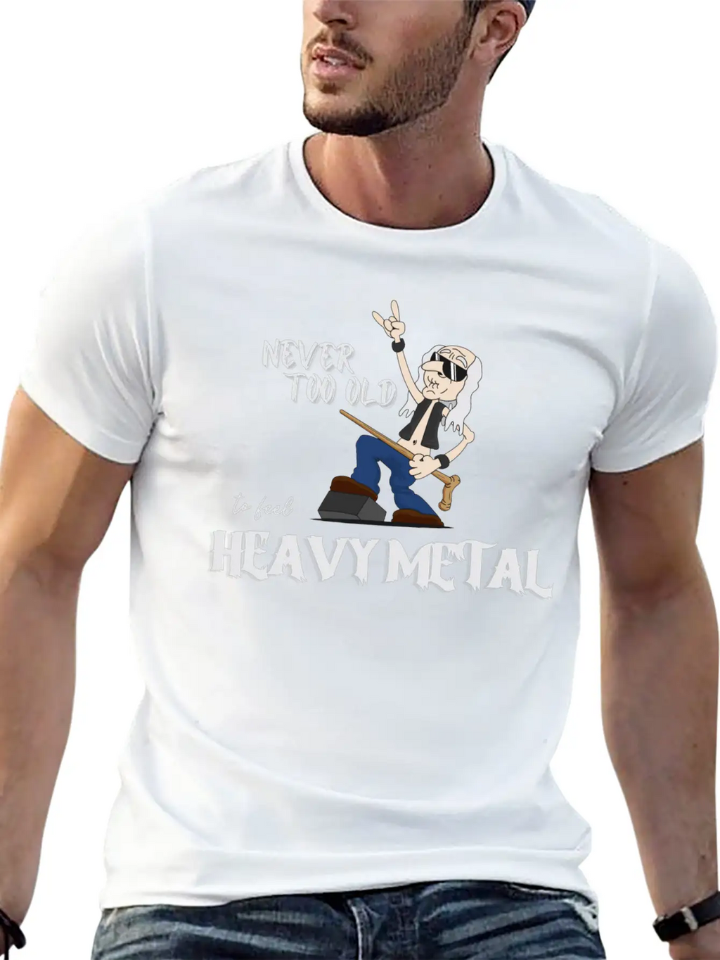 Metal Oldie White Breathable Soft Cotton T-Shirt – Timeless Casual Look