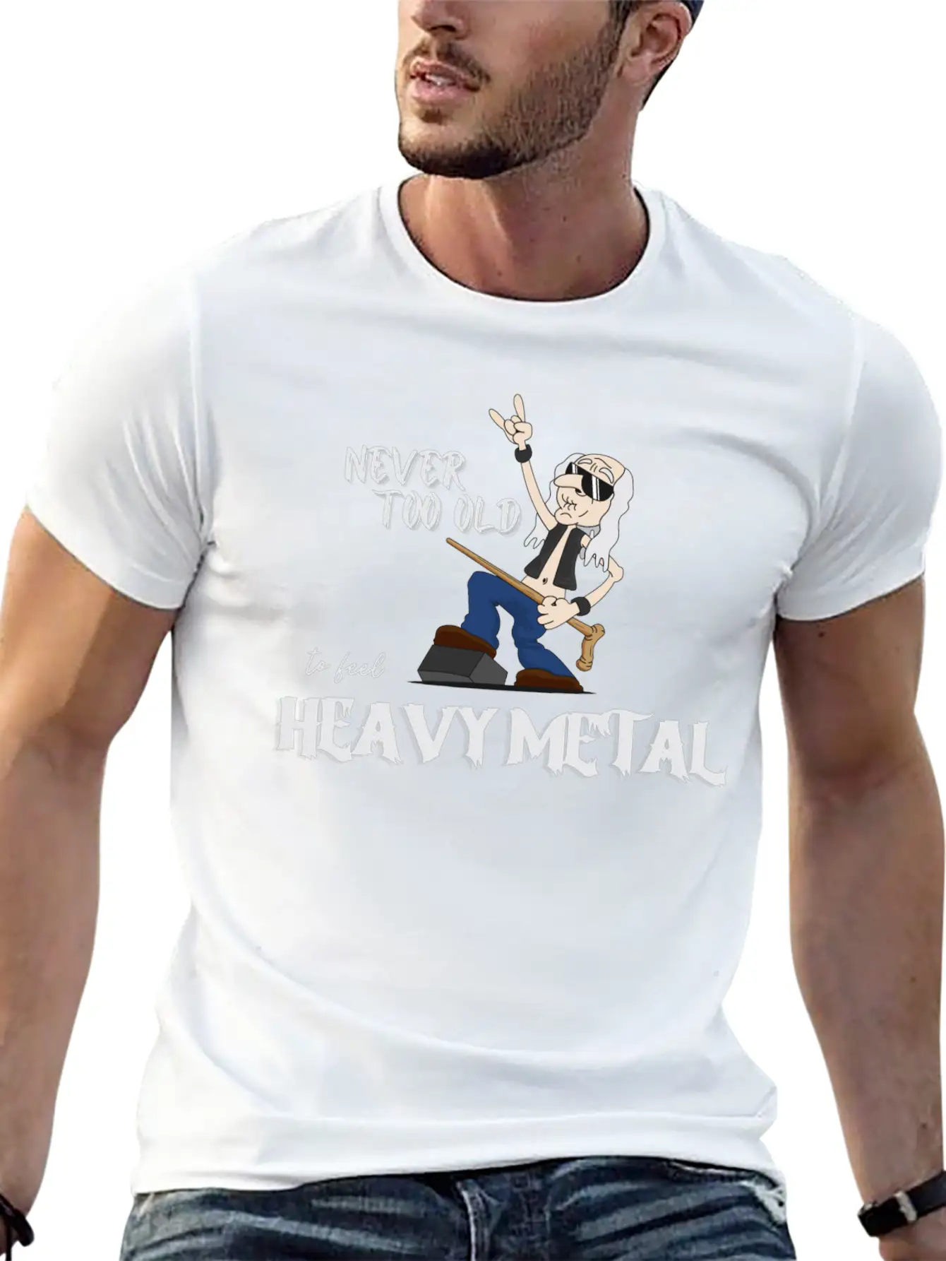 Metal Oldie White Breathable Soft Cotton T-Shirt – Timeless Casual Look