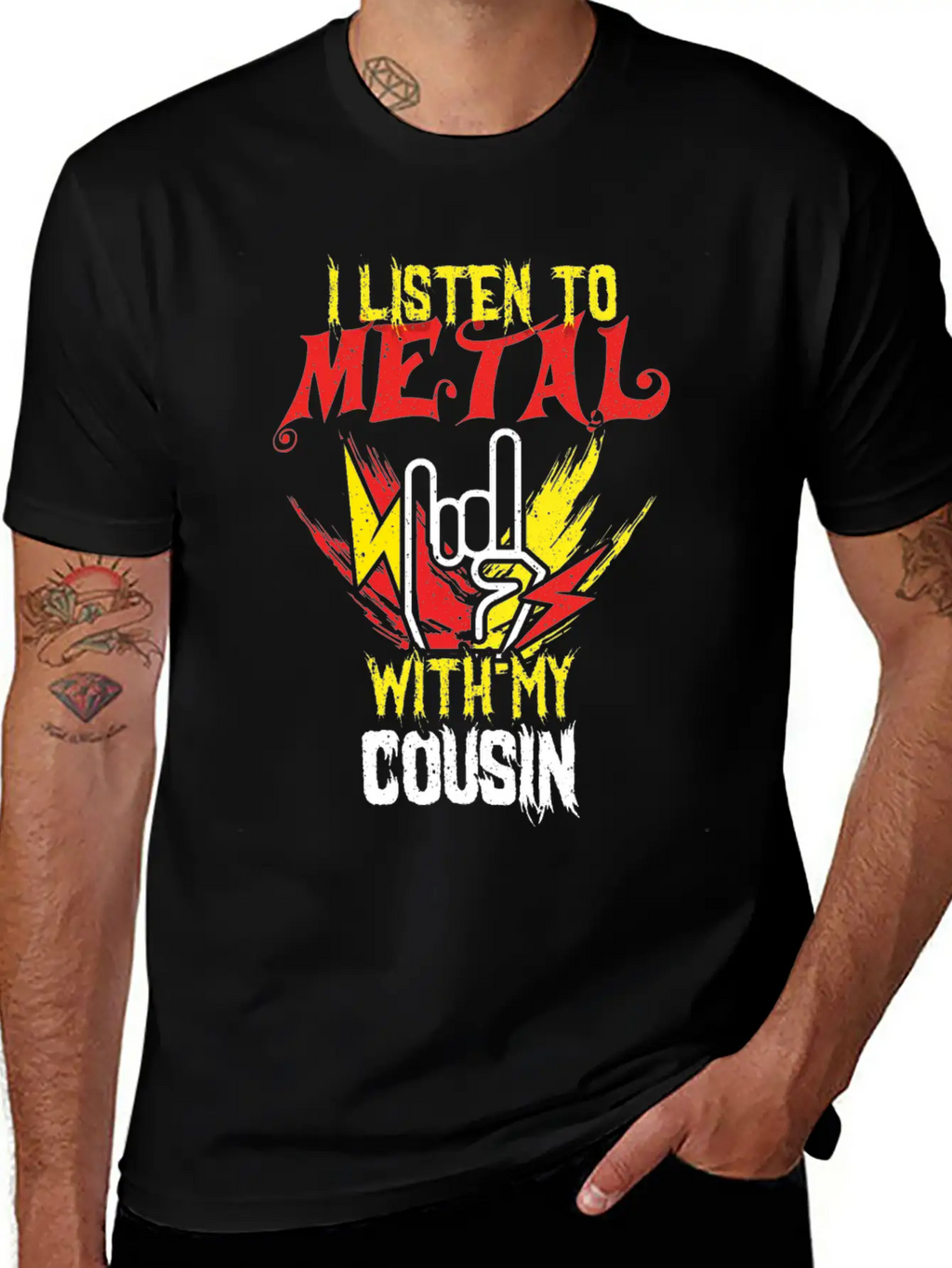 Metal With Cousin Metal Kid Music Lover Rocker Breathable Soft Cotton T-Shirt – Timeless Casual Look