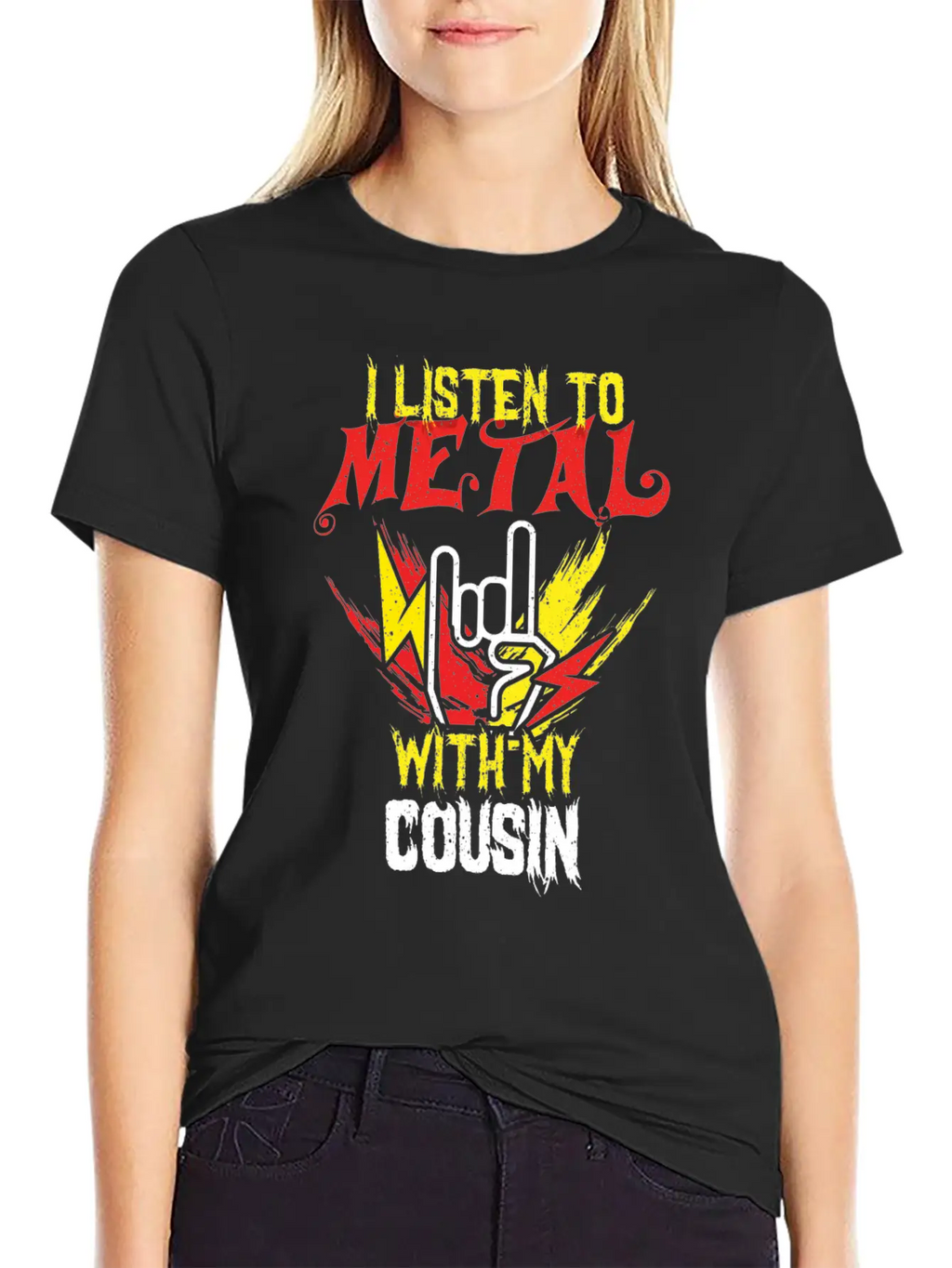 Metal With Cousin Metal Kid Music Lover Rocker Breathable Soft Cotton T-Shirt – Timeless Casual Look