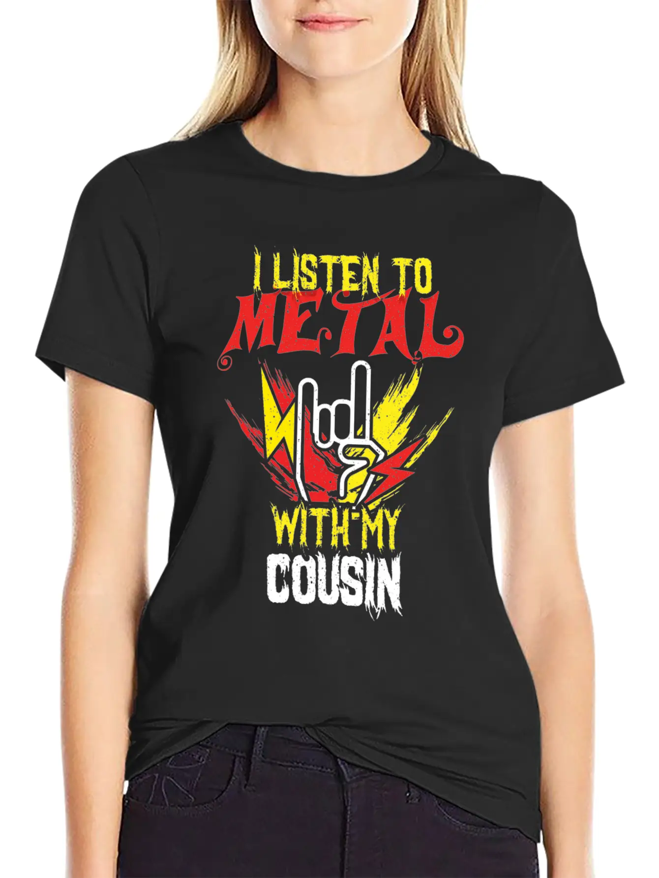 Metal With Cousin Metal Kid Music Lover Rocker Breathable Soft Cotton T-Shirt – Timeless Casual Look