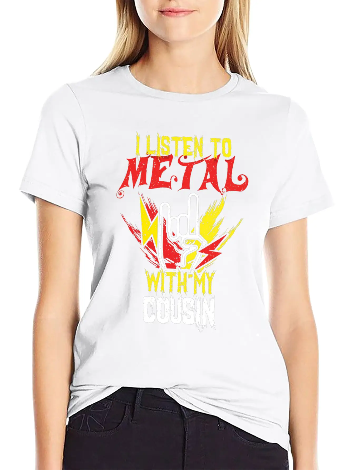 Metal With Cousin Metal Kid Music Lover Rocker Breathable Soft Cotton T-Shirt – Timeless Casual Look