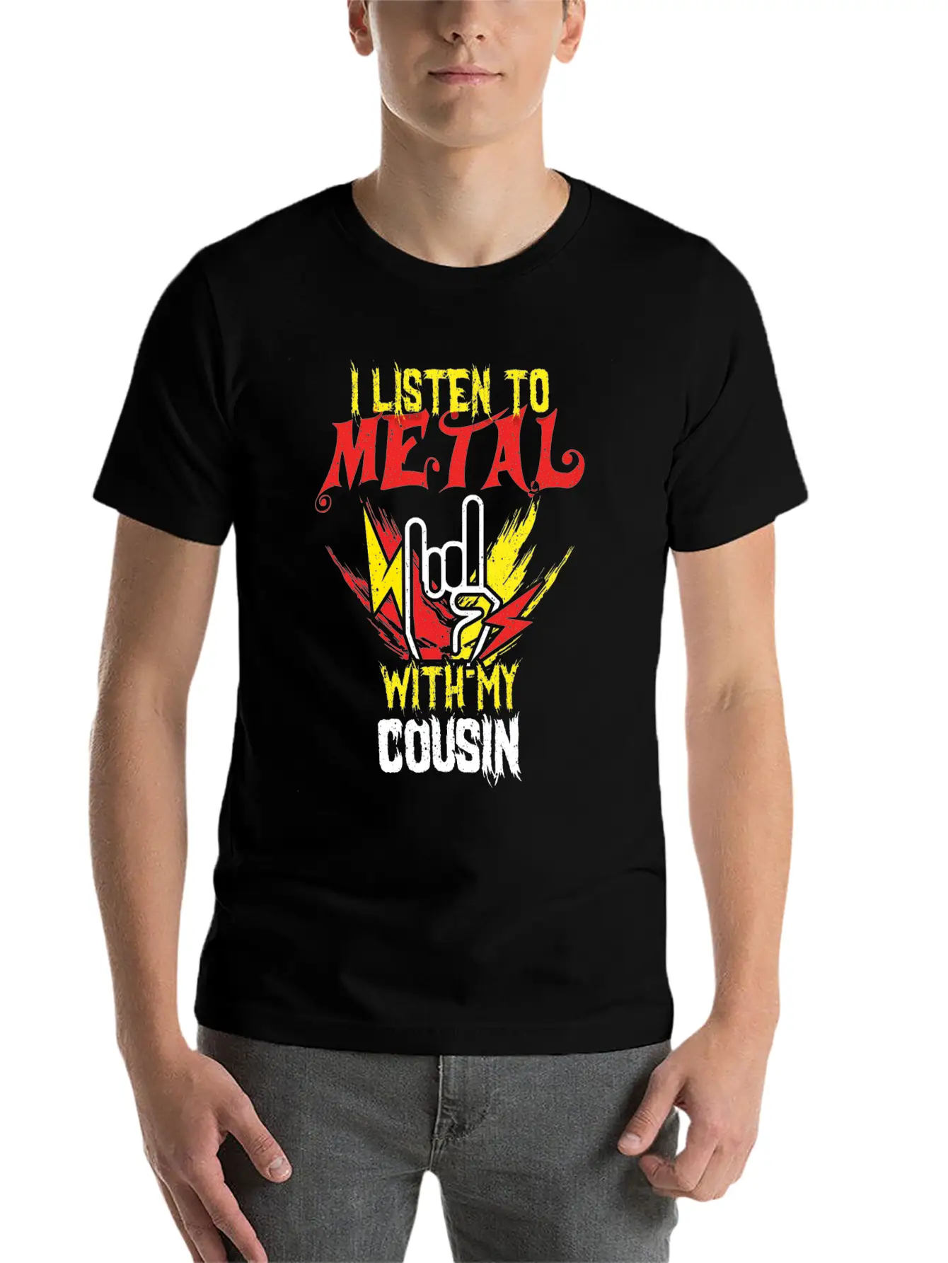 Metal With Cousin Metal Kid Music Lover Rocker Breathable Soft Cotton T-Shirt – Timeless Casual Look