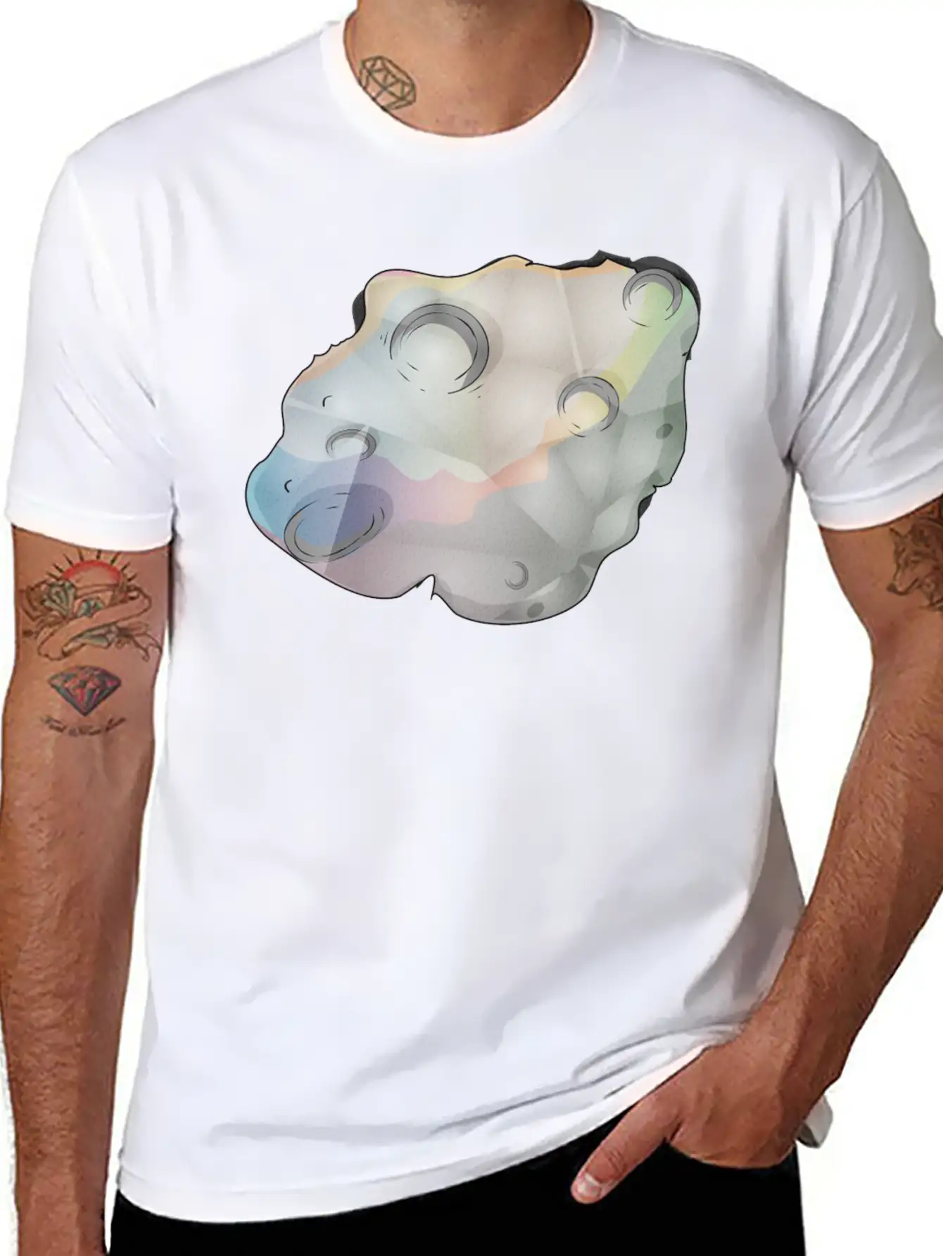 Meteorite Small Planet In Space Unisex Short Sleeve Soft Cotton T-Shirt – Casual Everyday Wear