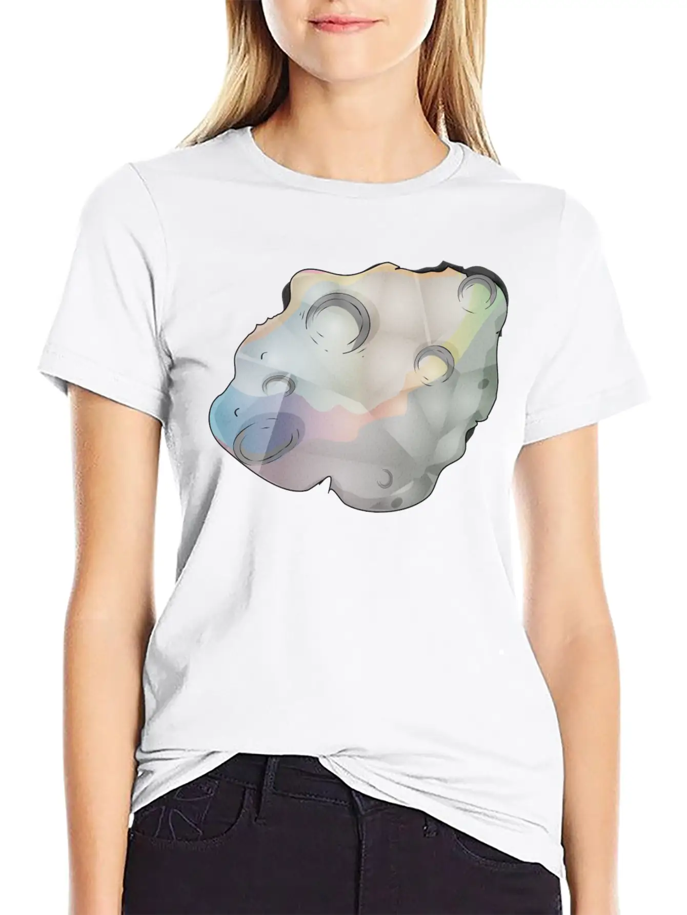 Meteorite Small Planet In Space Unisex Short Sleeve Soft Cotton T-Shirt – Casual Everyday Wear