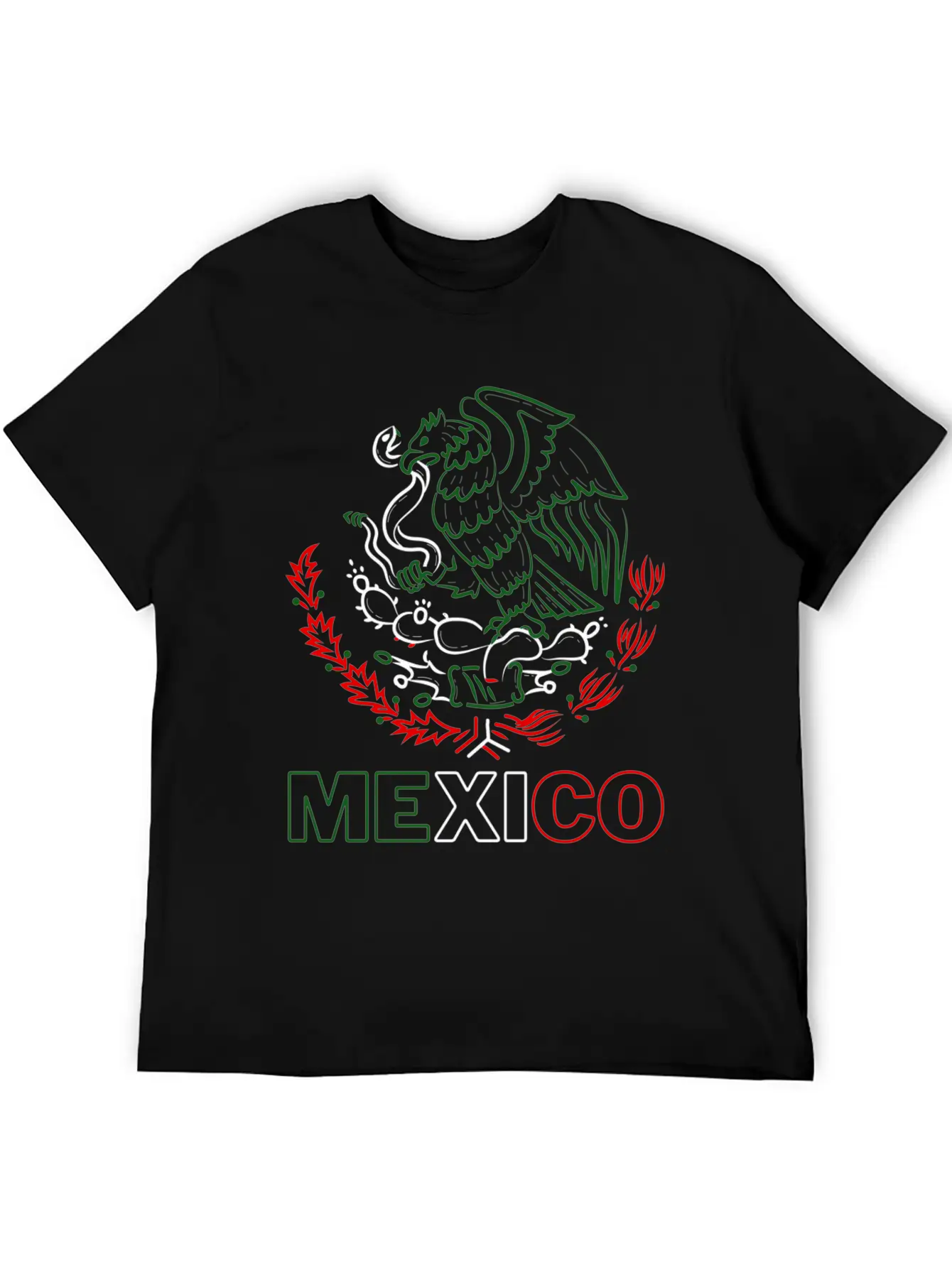 Mexico With Mexican Eagle From Flag Red Green And Unisex Short Sleeve Soft Cotton T-Shirt – Casual Everyday Wear