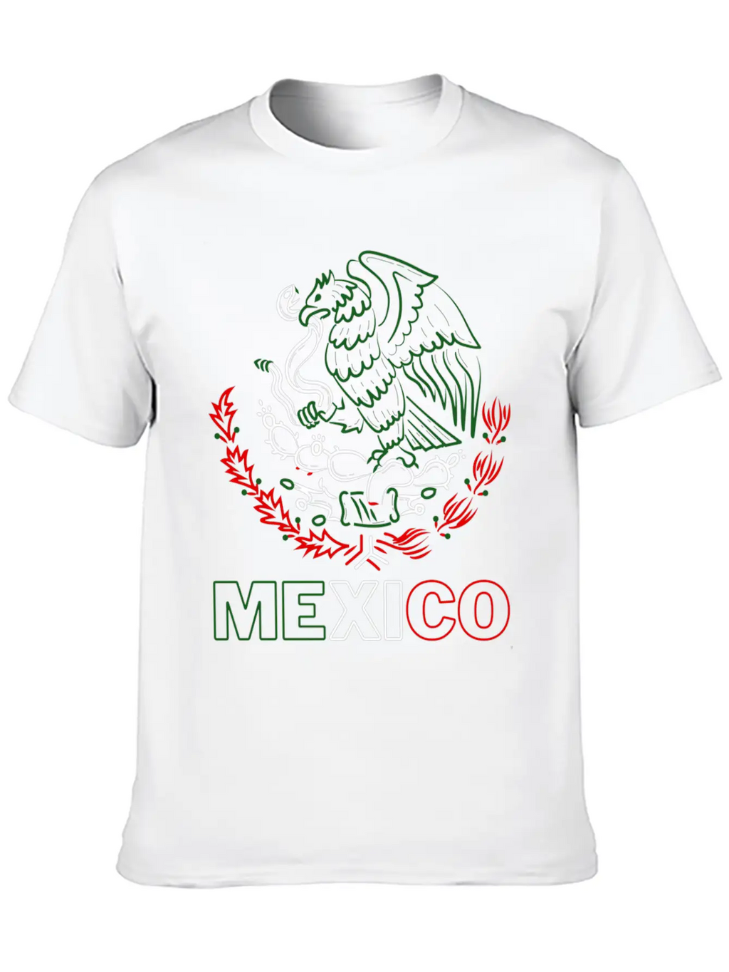 Mexico With Mexican Eagle From Flag Red Green And Unisex Short Sleeve Soft Cotton T-Shirt – Casual Everyday Wear