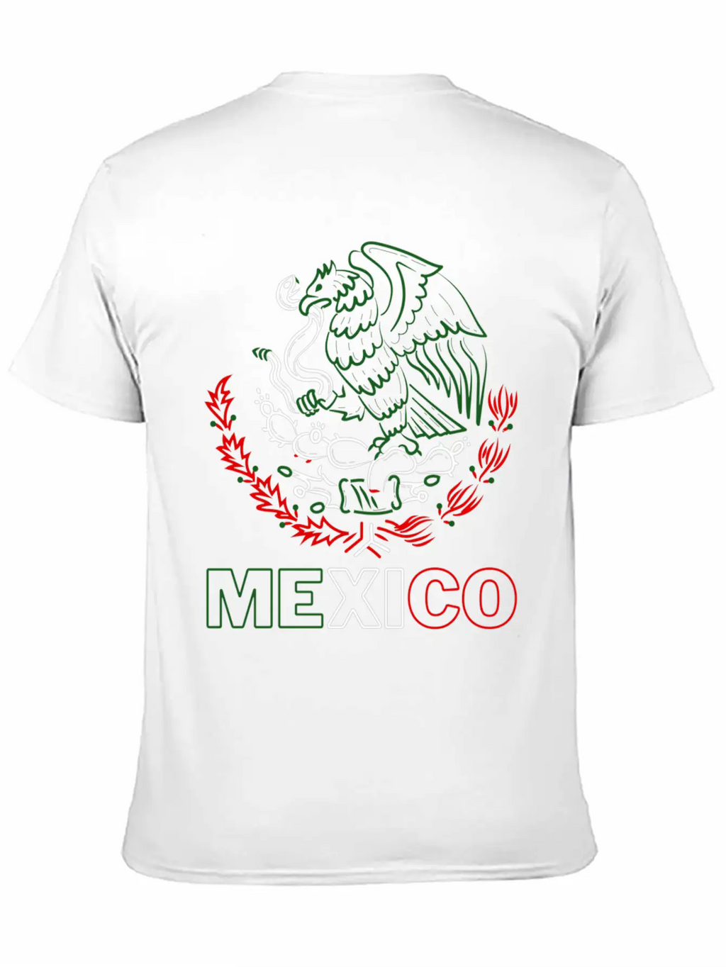 Mexico With Mexican Eagle From Flag Red Green And Unisex Short Sleeve Soft Cotton T-Shirt – Casual Everyday Wear