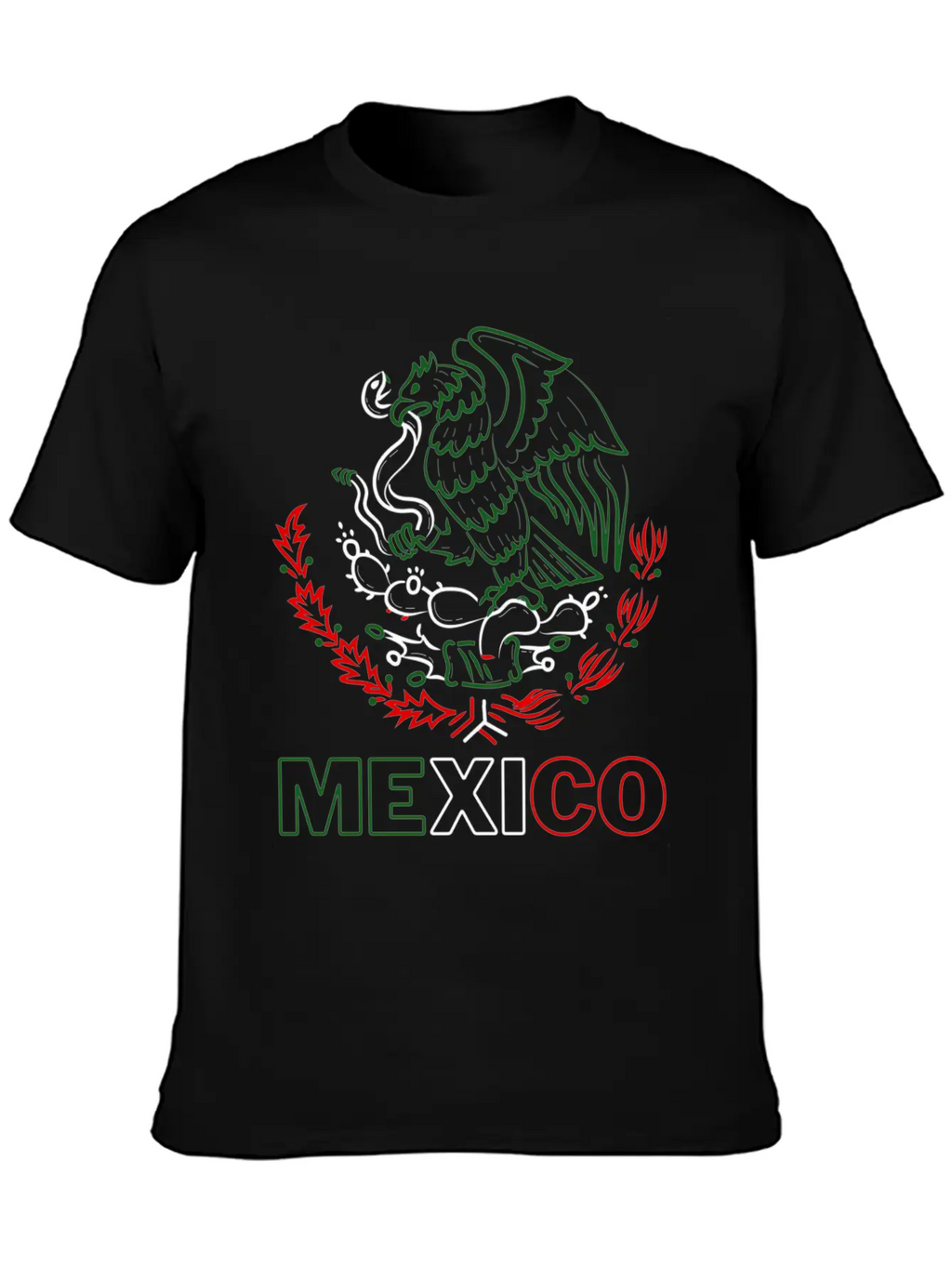 Mexico With Mexican Eagle From Flag Red Green And Unisex Short Sleeve Soft Cotton T-Shirt – Casual Everyday Wear