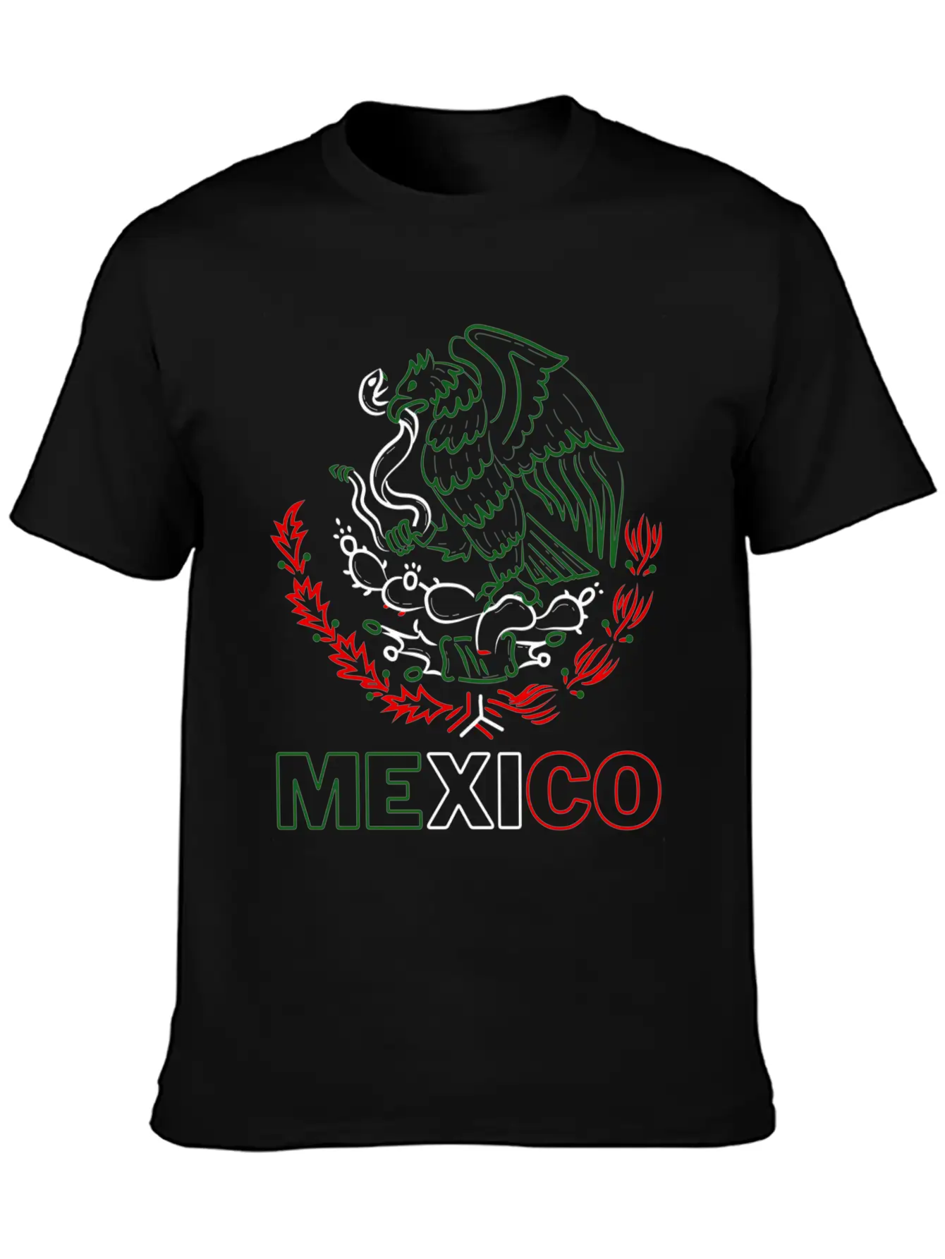 Mexico With Mexican Eagle From Flag Red Green And Unisex Short Sleeve Soft Cotton T-Shirt – Casual Everyday Wear