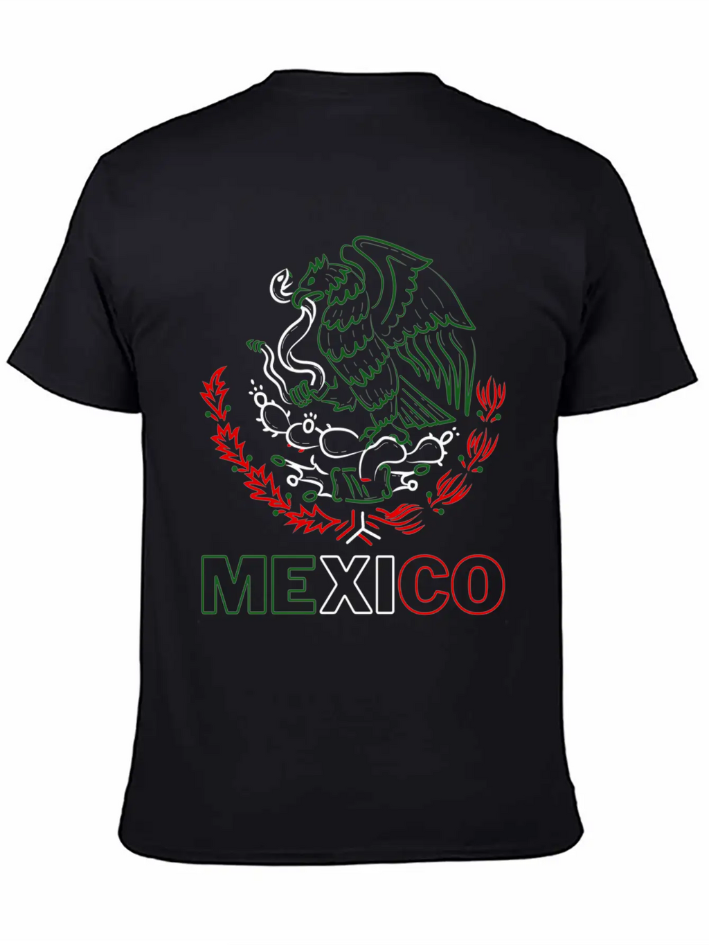 Mexico With Mexican Eagle From Flag Red Green And Unisex Short Sleeve Soft Cotton T-Shirt – Casual Everyday Wear
