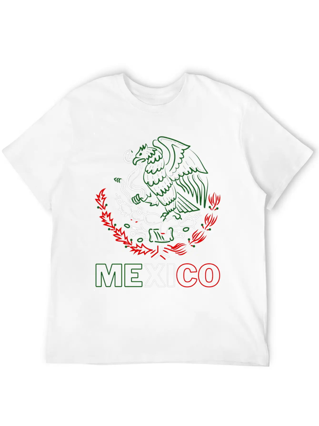 Mexico With Mexican Eagle From Flag Red Green And Unisex Short Sleeve Soft Cotton T-Shirt – Casual Everyday Wear