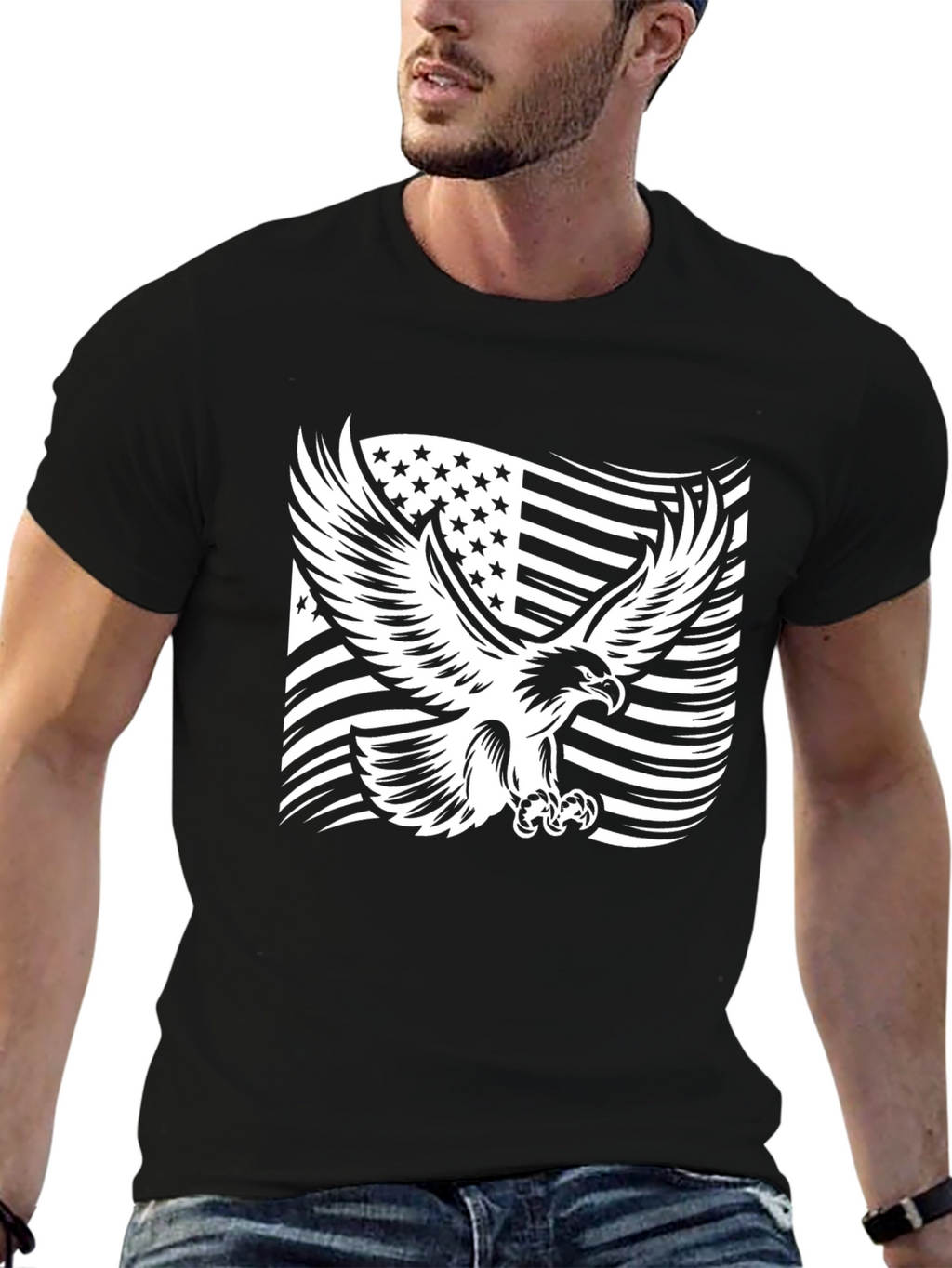 American Eagle Flag Graphic Tee - Black