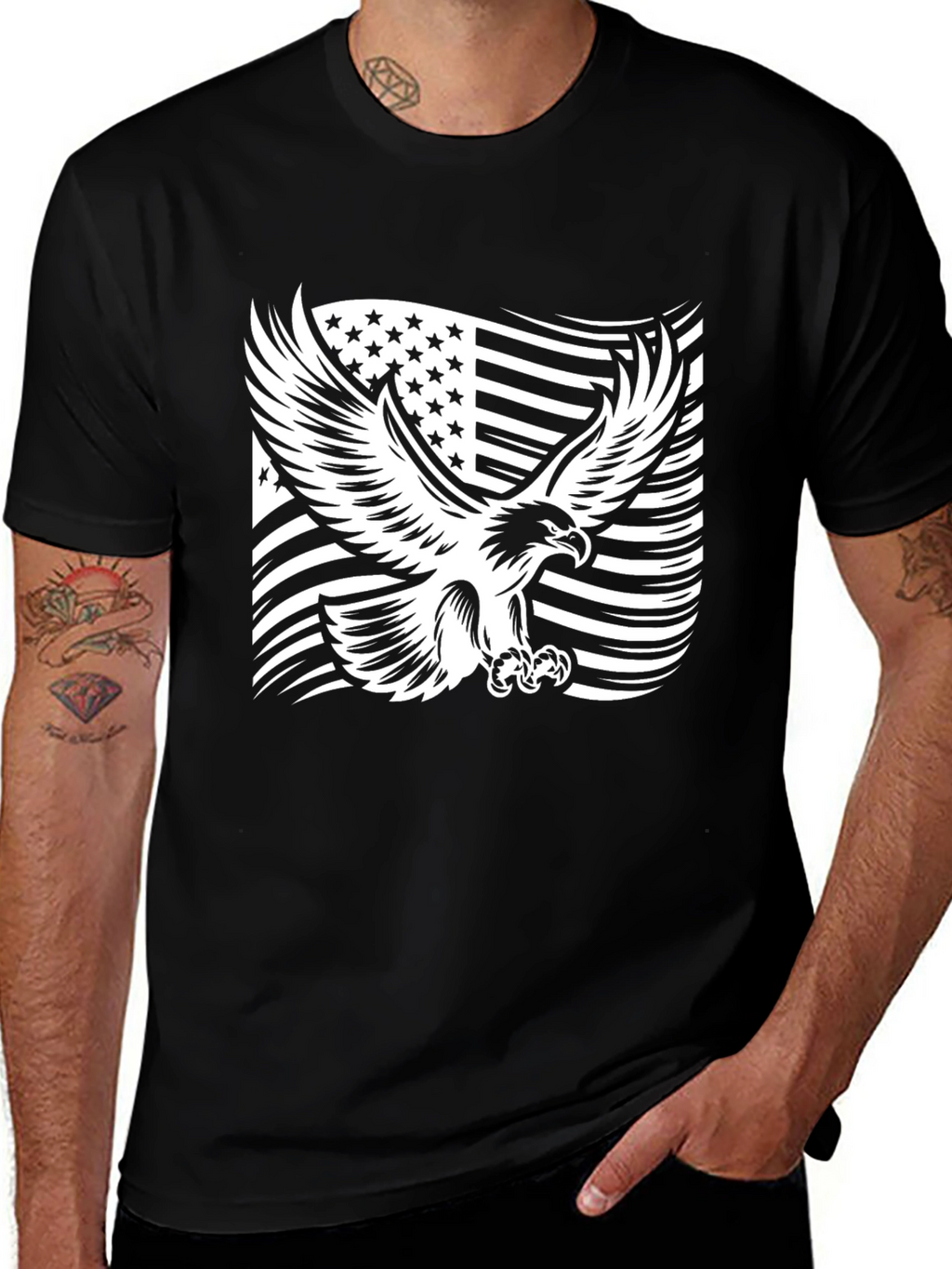 American Eagle Flag Graphic Tee - Black