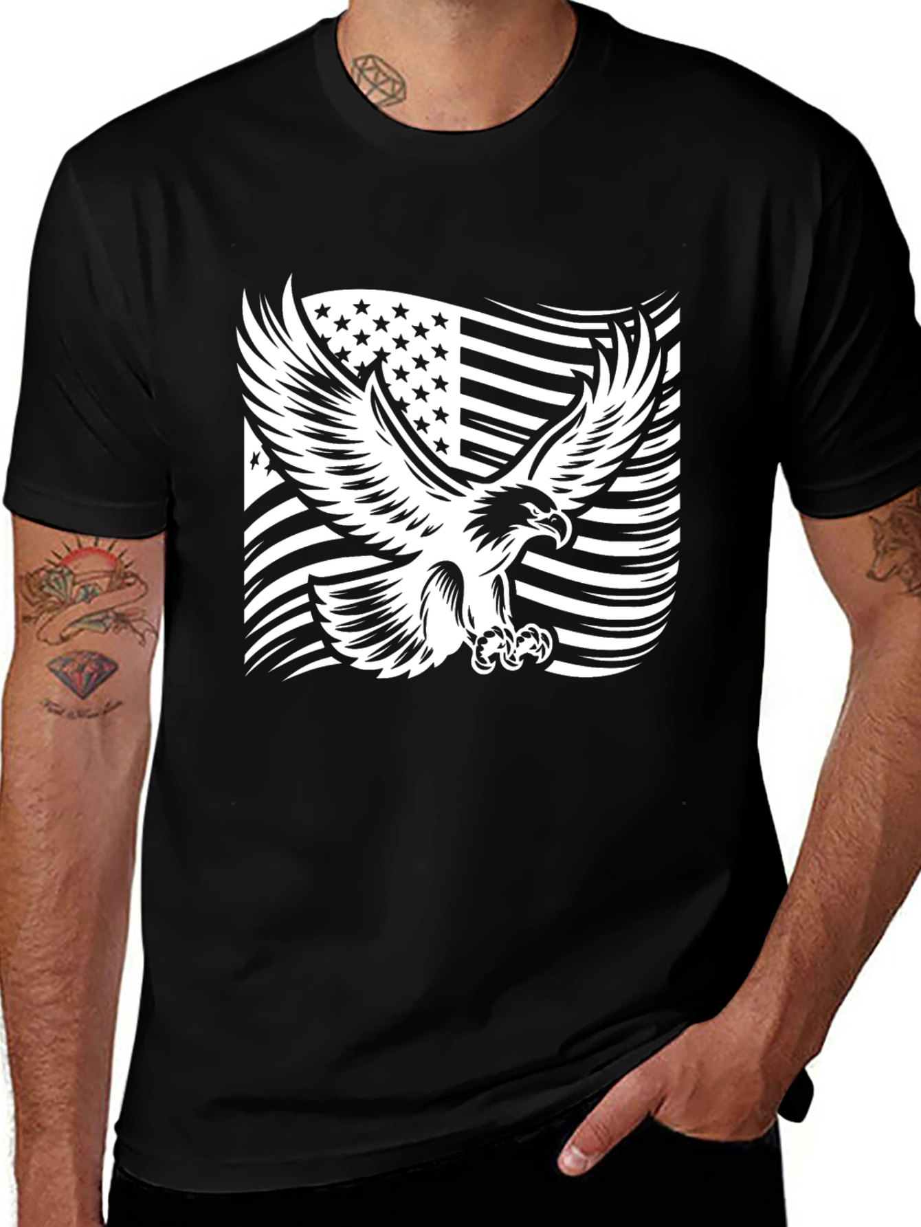 American Eagle Flag Graphic Tee - Black
