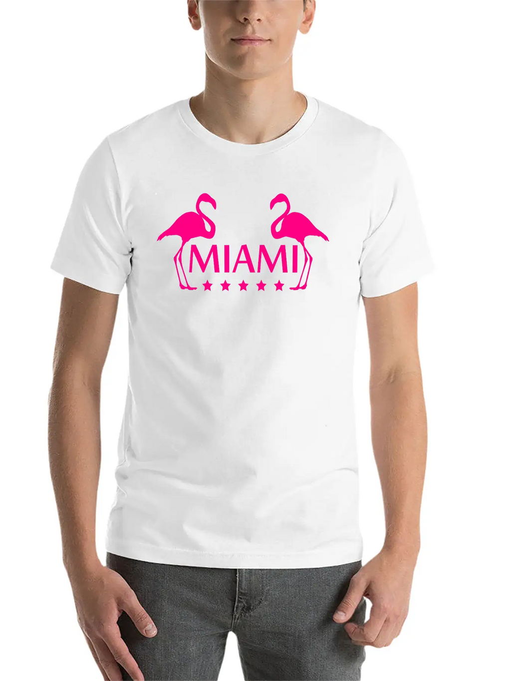 Miami Flamingo Stars Logo Stylish Everyday T-Shirt – Unisex Basic Cotton Tee