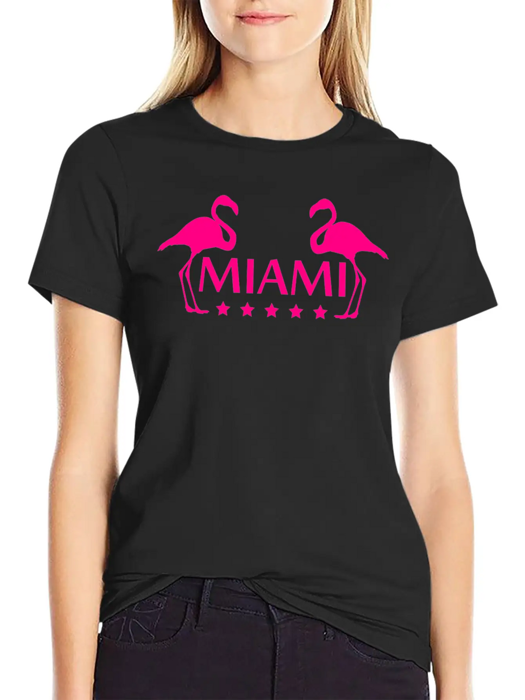 Miami Flamingo Stars Logo Stylish Everyday T-Shirt – Unisex Basic Cotton Tee