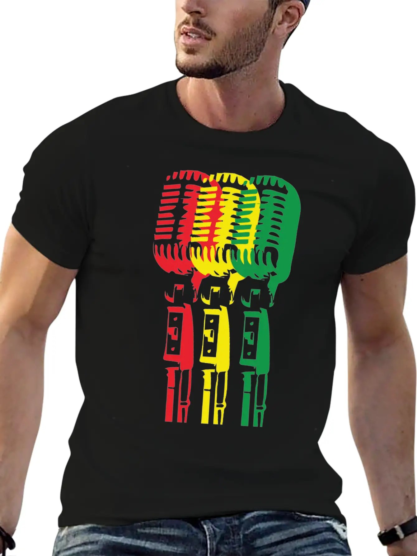 Mic And Reggae Unisex Short Sleeve Soft Cotton T-Shirt – Casual Everyday Wear