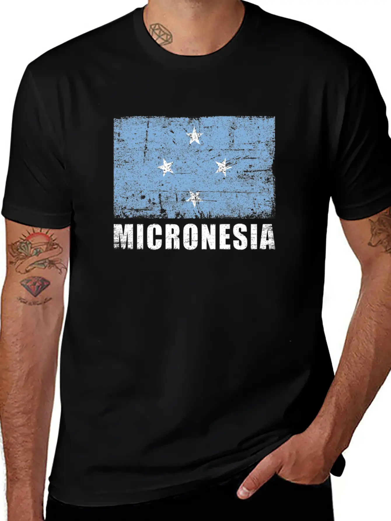 Micronesia Flag Grunge Country Flag Micronesia Unisex Casual T-Shirt – Clean Design For Daily Comfort