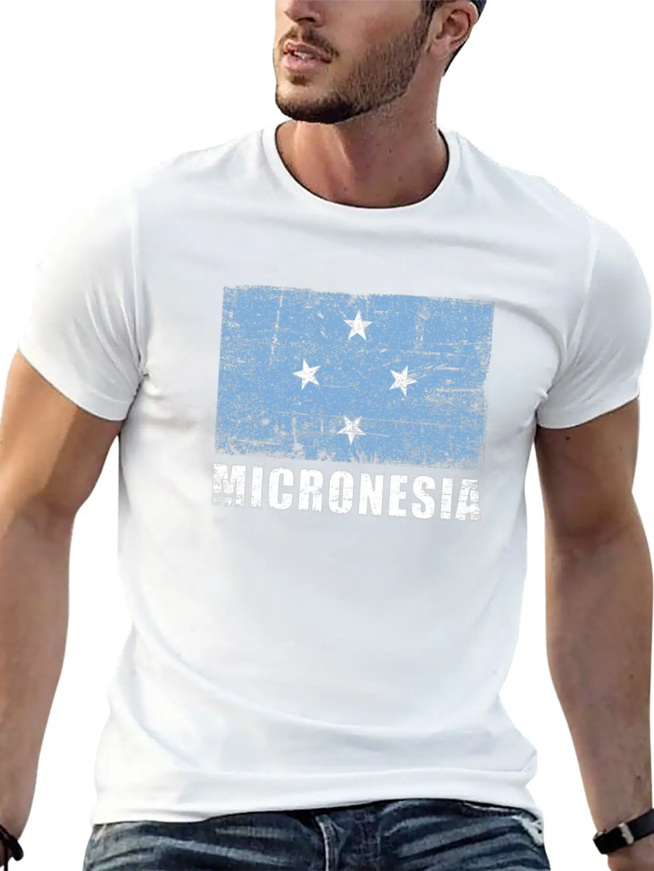 Micronesia Flag Grunge Country Flag Micronesia Unisex Casual T-Shirt – Clean Design For Daily Comfort