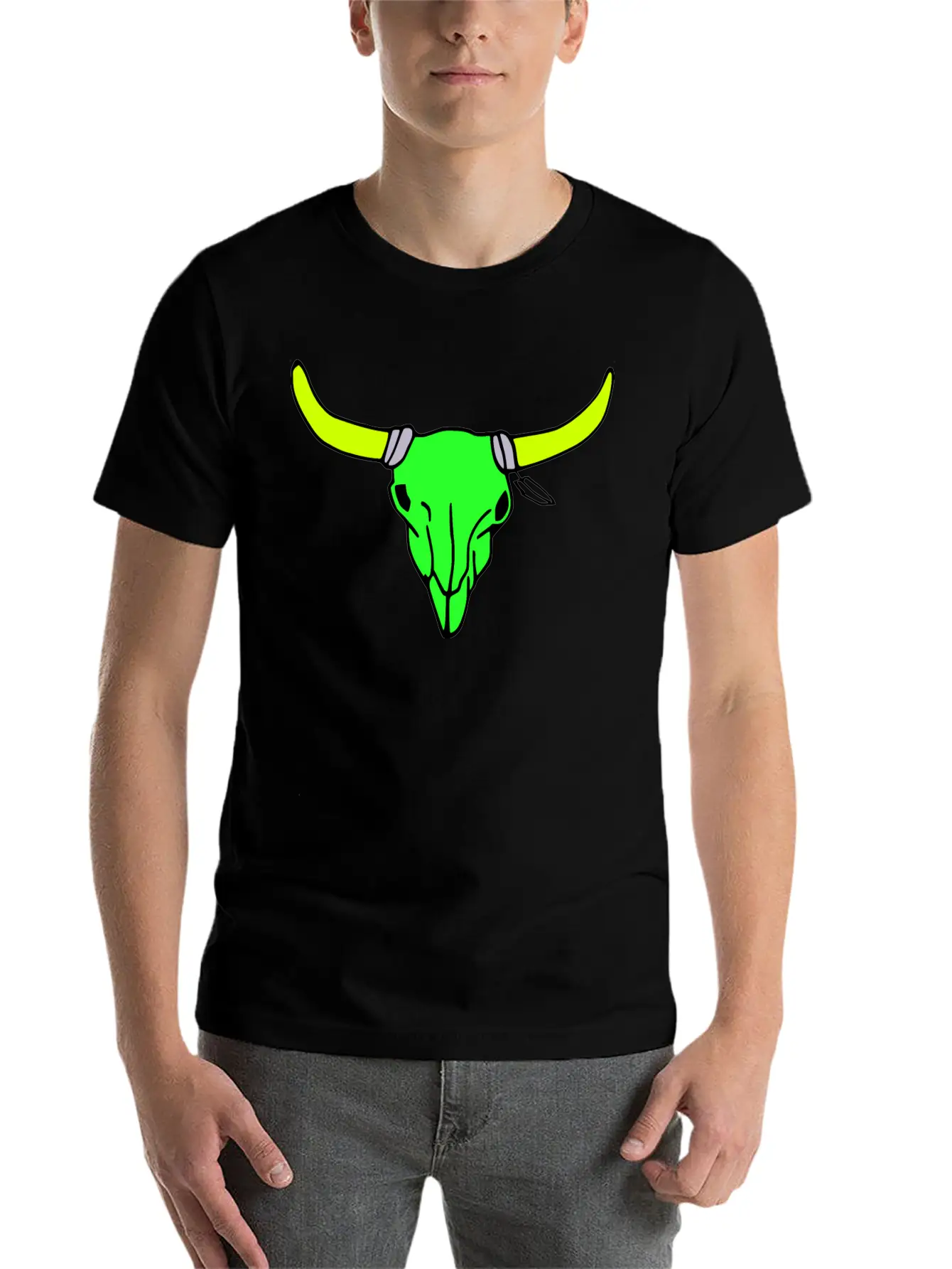 Milaino Bull Skull Stylish Everyday T-Shirt – Unisex Basic Cotton Tee