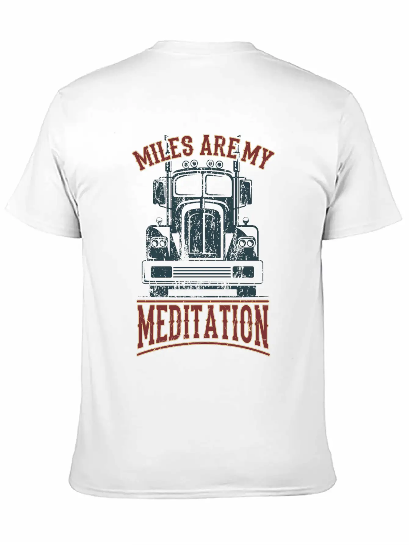 MILES FOR MEDITATION Trucker Gift For Truck Driver Stylish Everyday T-Shirt – Unisex Basic Cotton Tee