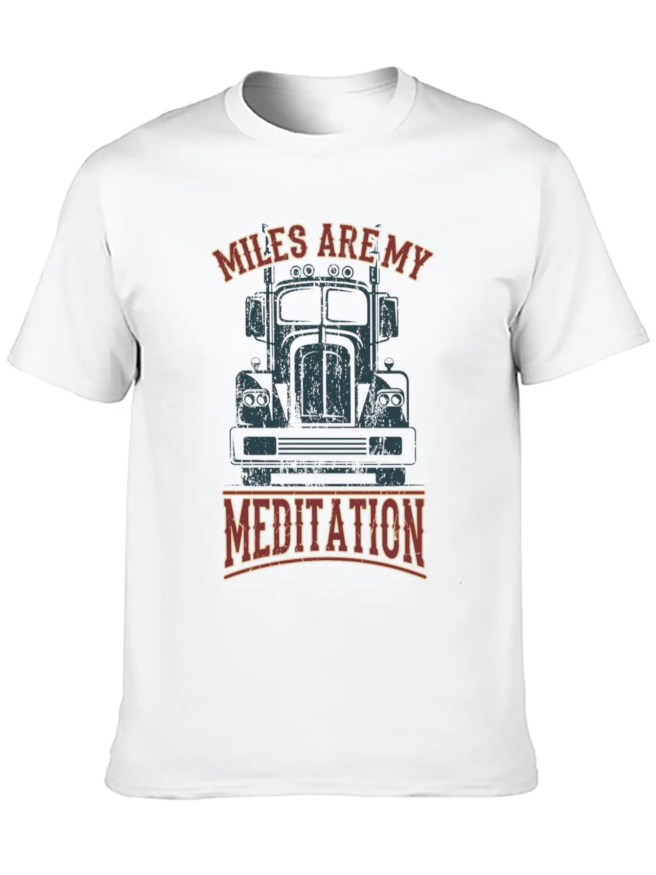 MILES FOR MEDITATION Trucker Gift For Truck Driver Stylish Everyday T-Shirt – Unisex Basic Cotton Tee