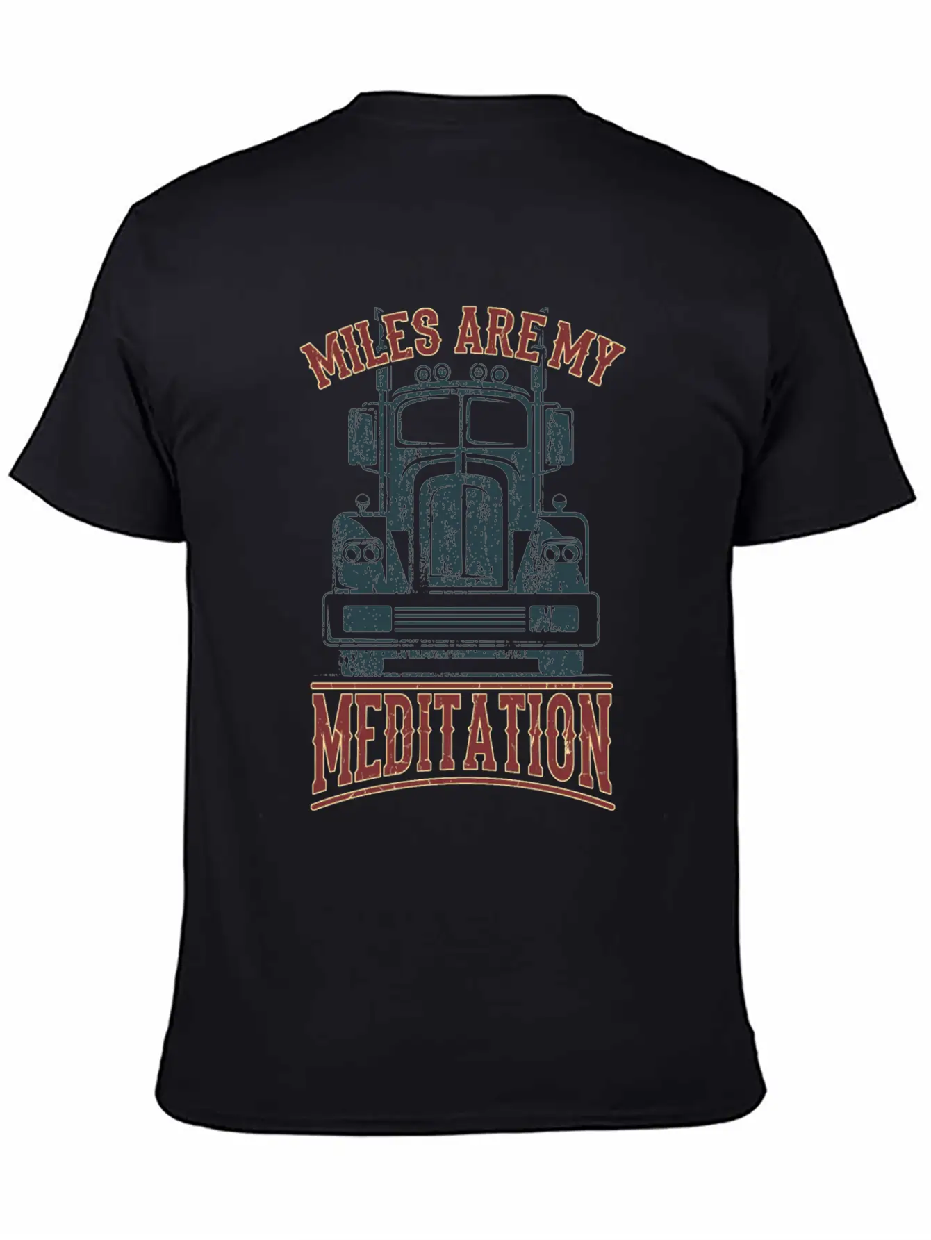 MILES FOR MEDITATION Trucker Gift For Truck Driver Stylish Everyday T-Shirt – Unisex Basic Cotton Tee