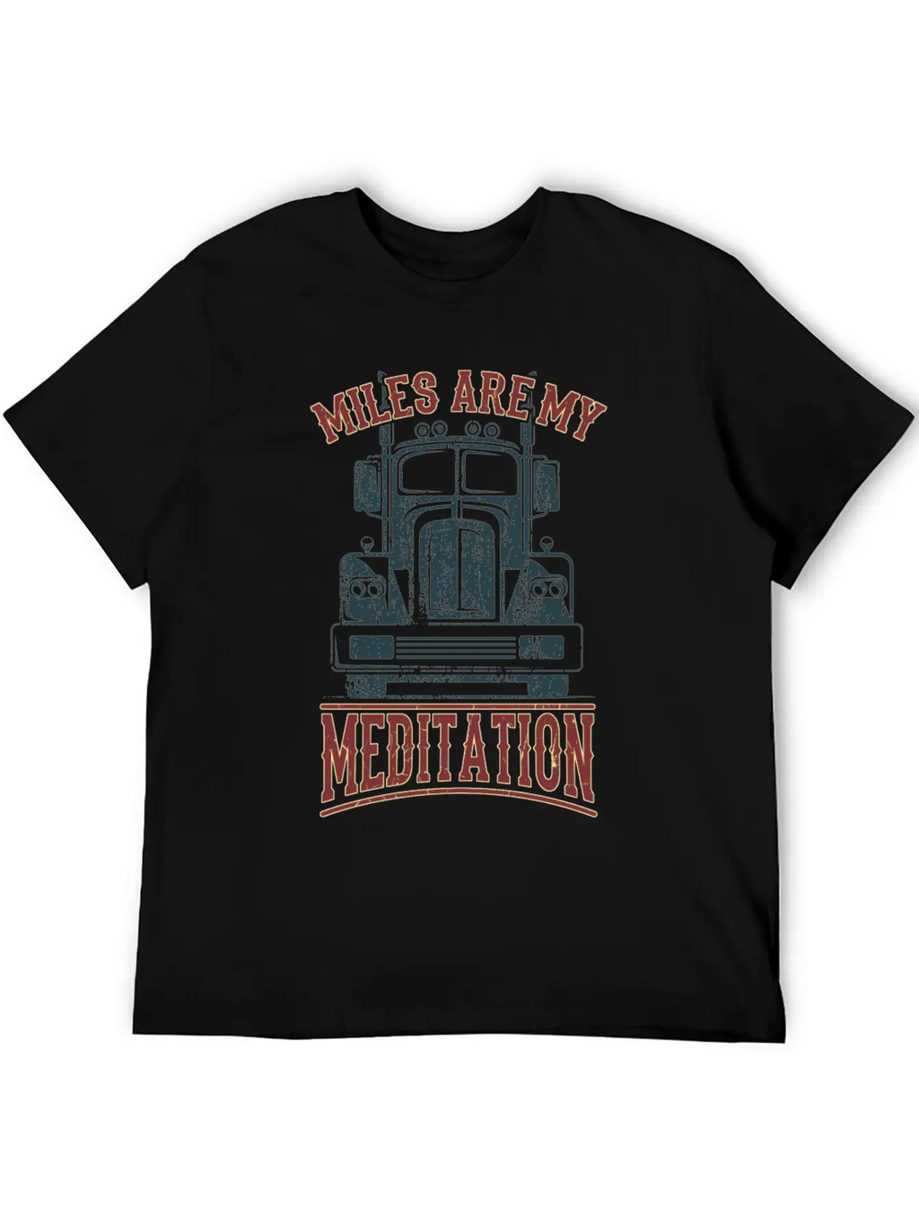 MILES FOR MEDITATION Trucker Gift For Truck Driver Stylish Everyday T-Shirt – Unisex Basic Cotton Tee