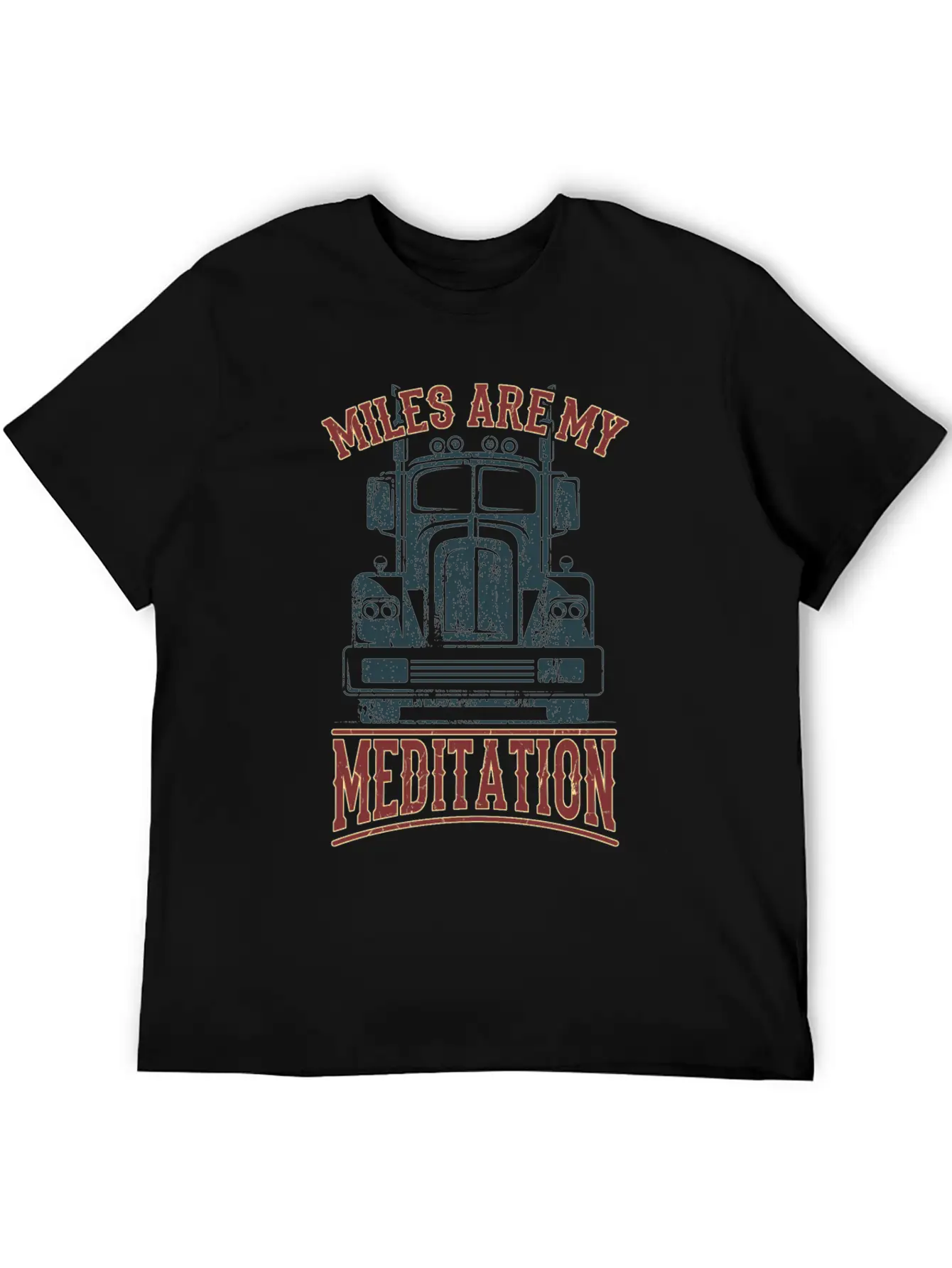 MILES FOR MEDITATION Trucker Gift For Truck Driver Stylish Everyday T-Shirt – Unisex Basic Cotton Tee