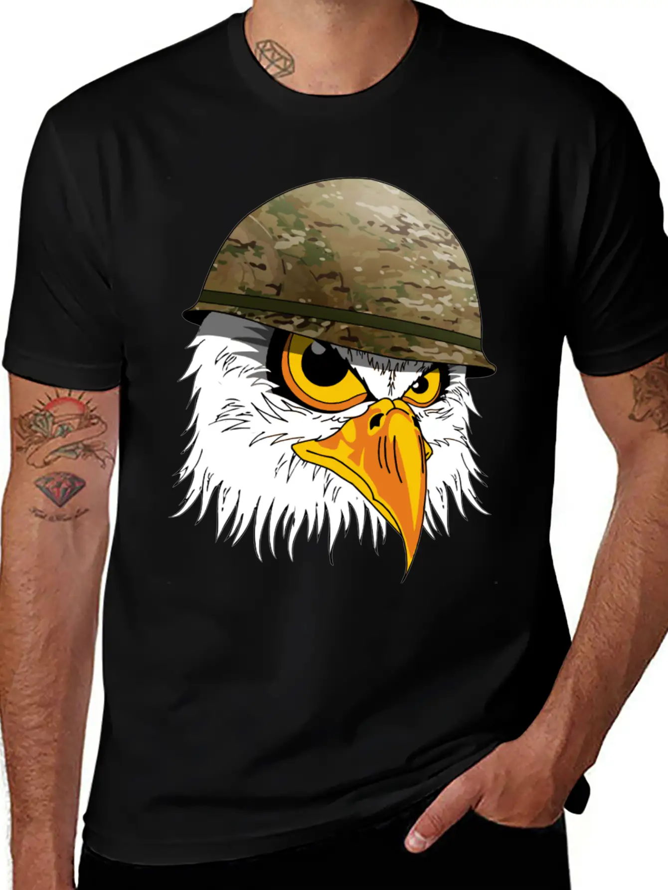 Military Bald Eage Unisex Short Sleeve Soft Cotton T-Shirt – Casual Everyday Wear