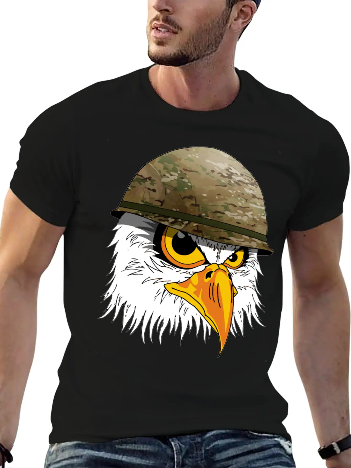 Military Bald Eage Unisex Short Sleeve Soft Cotton T-Shirt – Casual Everyday Wear