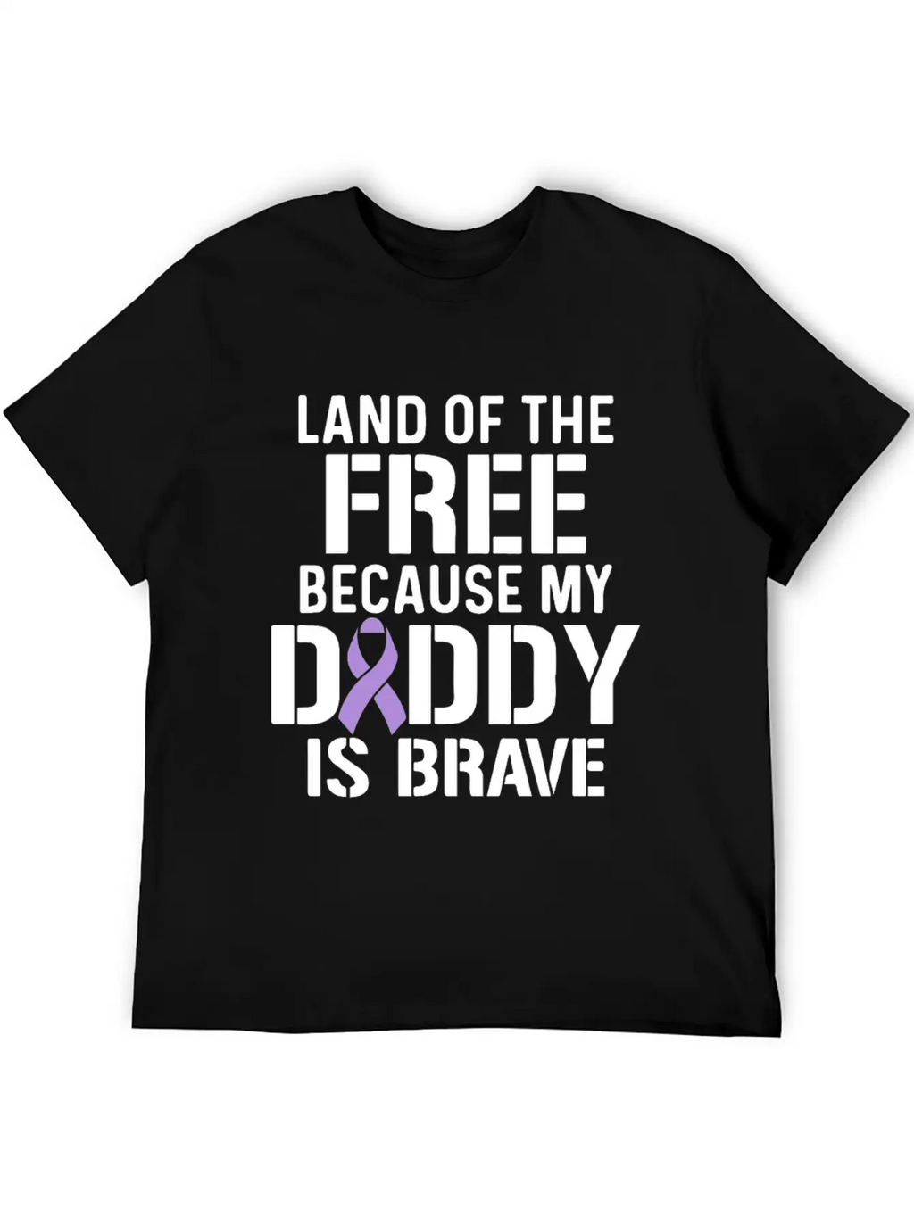 Military Child Month Purple Up Free Brave Dad Breathable Soft Cotton T-Shirt – Timeless Casual Look