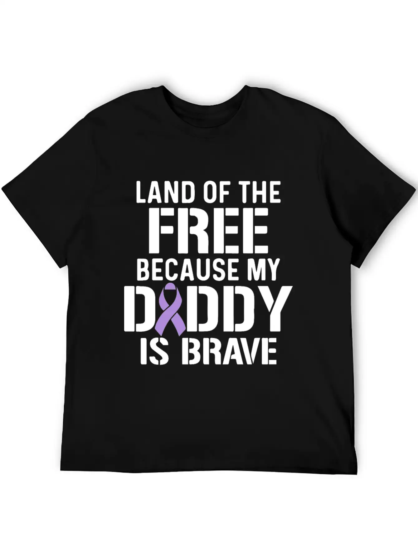 Military Child Month Purple Up Free Brave Dad Breathable Soft Cotton T-Shirt – Timeless Casual Look