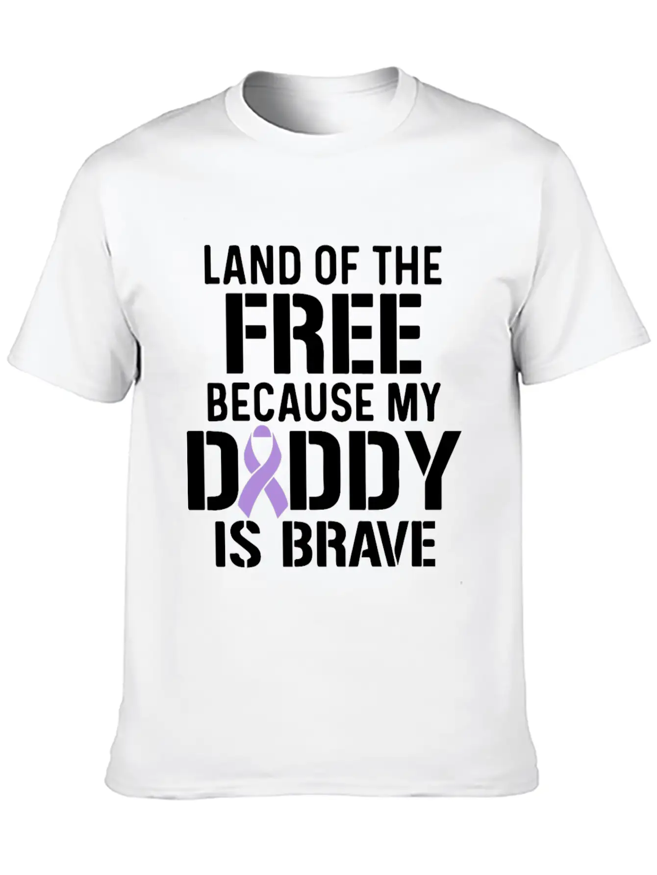 Military Child Month Purple Up Free Brave Dad Breathable Soft Cotton T-Shirt – Timeless Casual Look