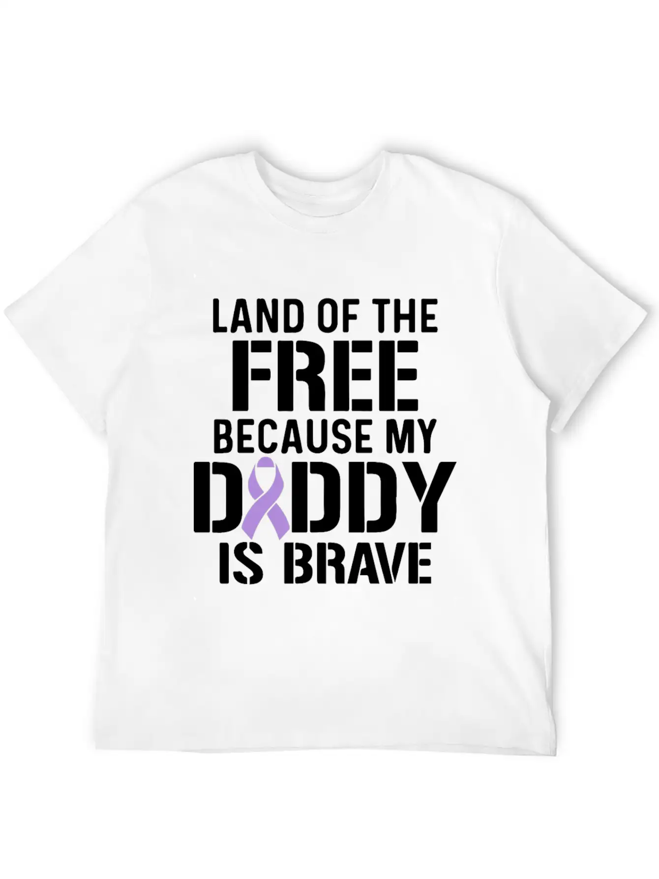 Military Child Month Purple Up Free Brave Dad Breathable Soft Cotton T-Shirt – Timeless Casual Look